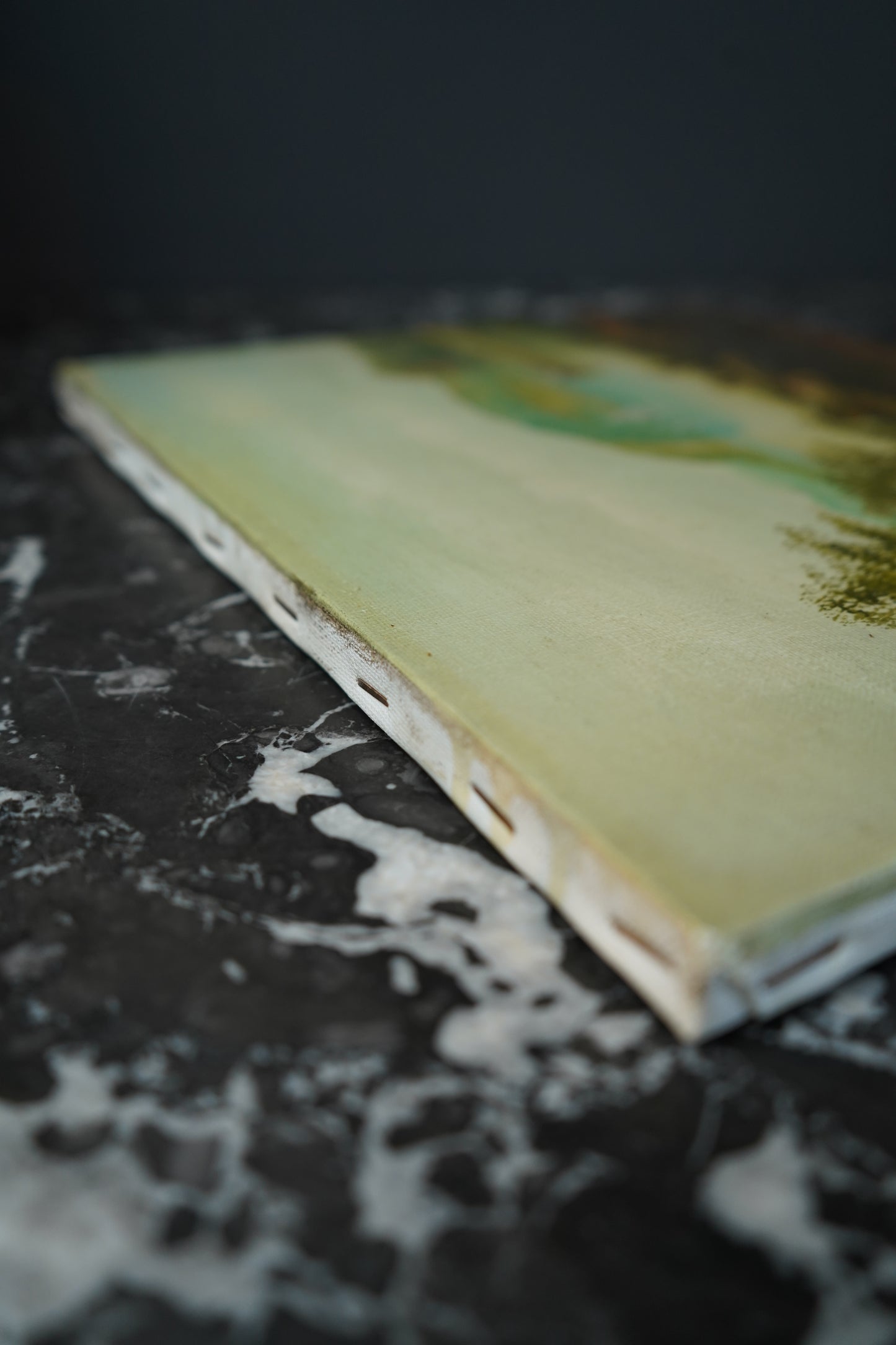 Vintage Hudson River School Style Oil on Canvas Landscape with Sailboats, Mid 20th Century Unframed