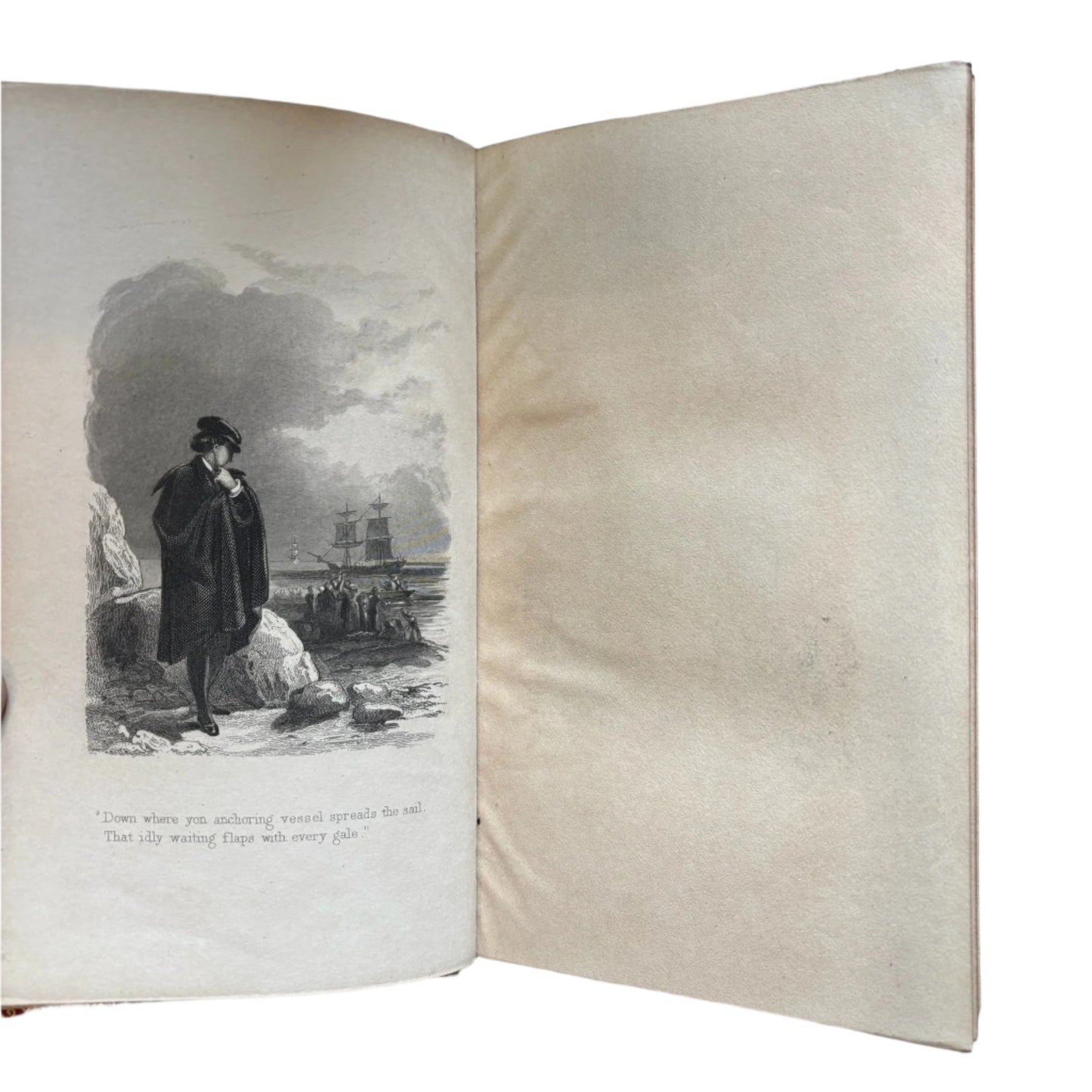 Antique Poetry Red Leather Book "The Works of Oliver Goldsmith"