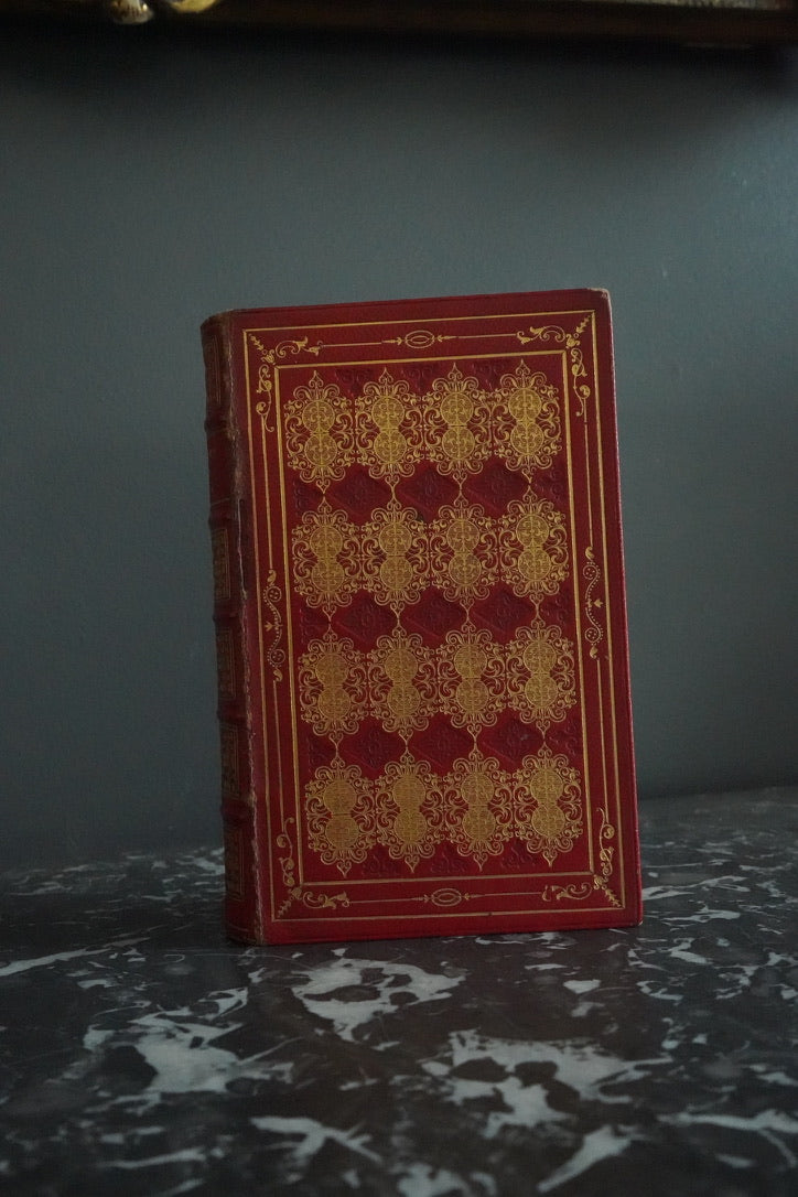 Antique Poetry Red Leather Book "The Works of Oliver Goldsmith"