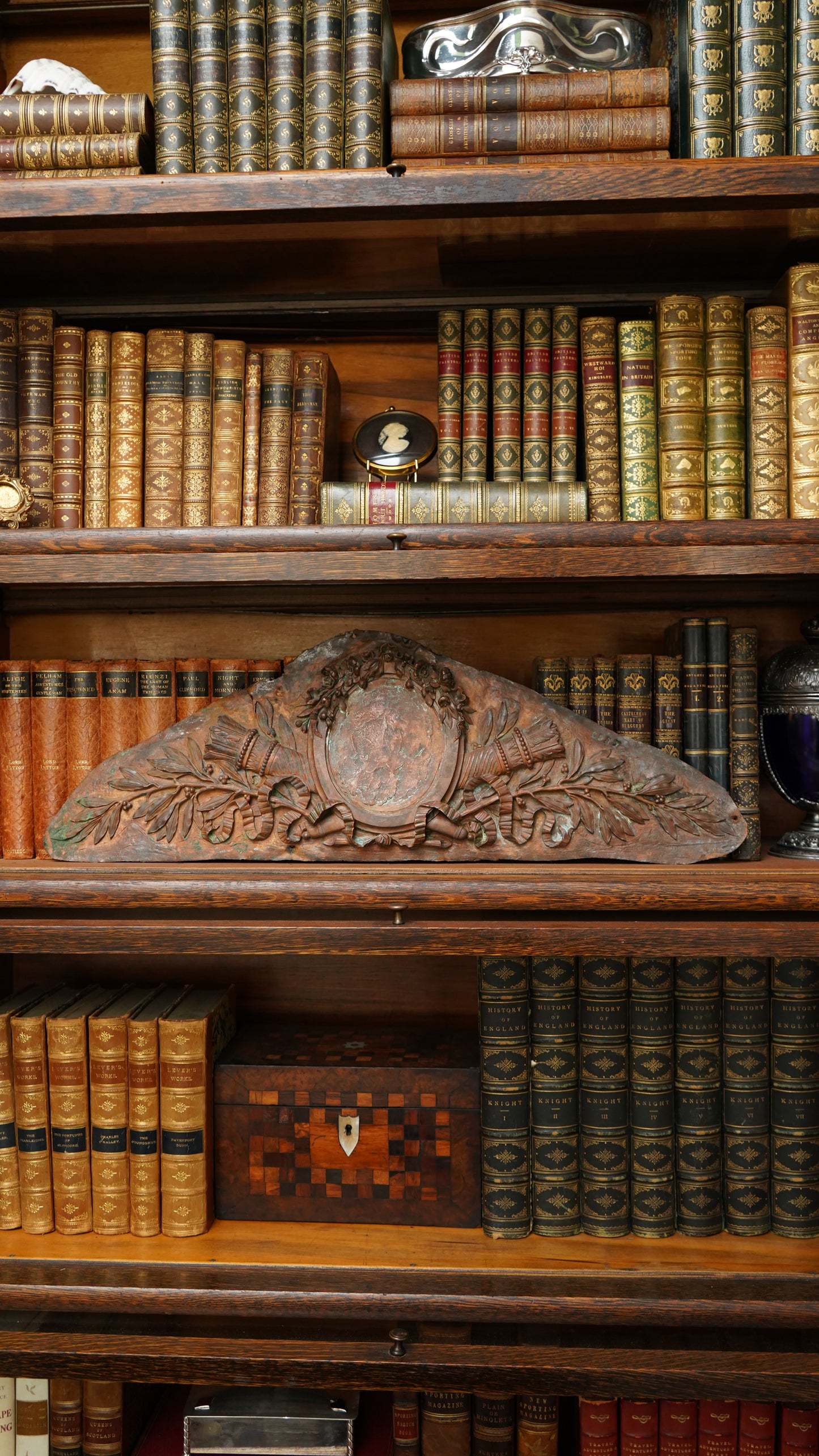 Antique French Bronze Overdoor Pediment with Louis XVI Cartouche | French Bronze Architectural Salvage