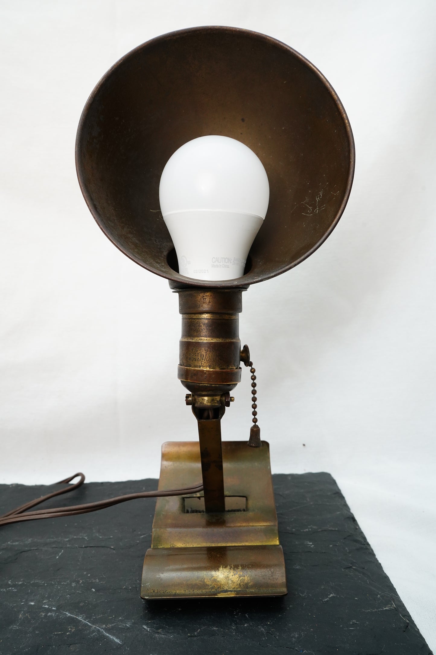 Vintage Brass Industrial Clamp Mount Lamp