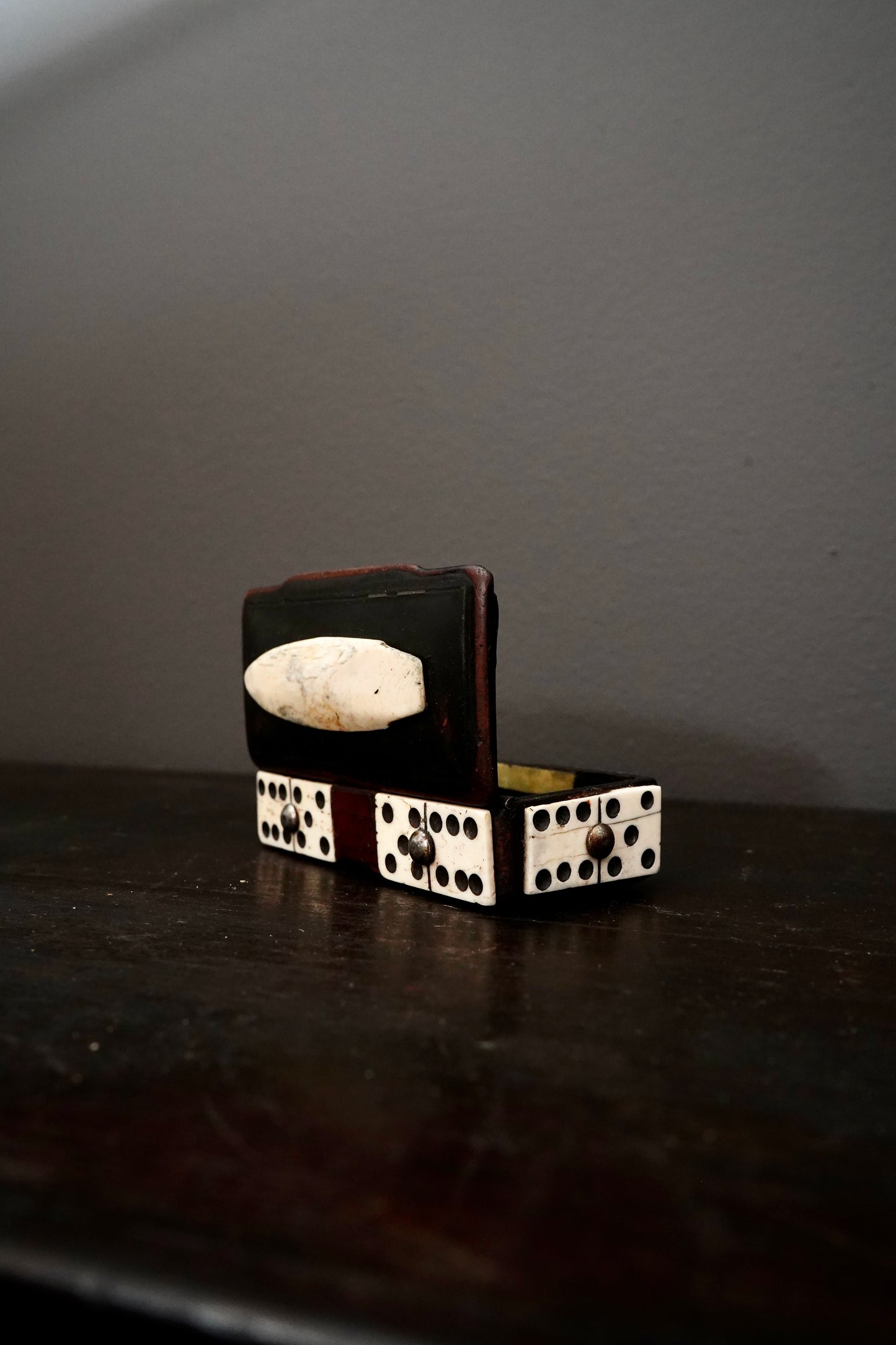 Antique Victorian Domino Box Trinket Box, Miniature