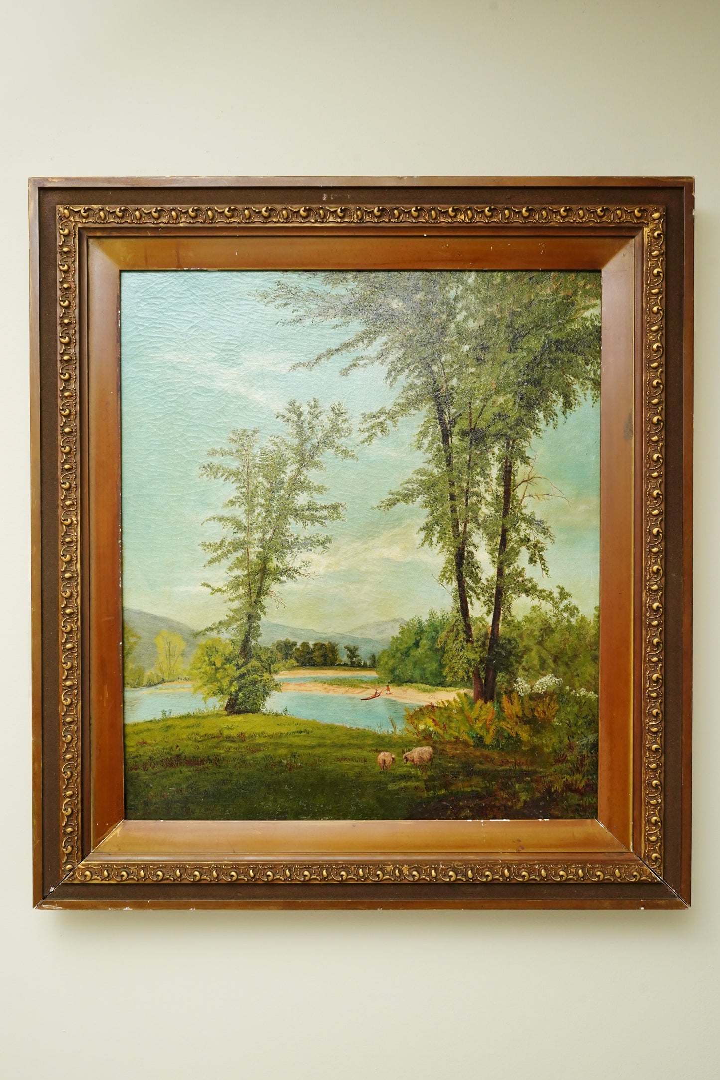 Antique English School Landscape Oil Painting c1860