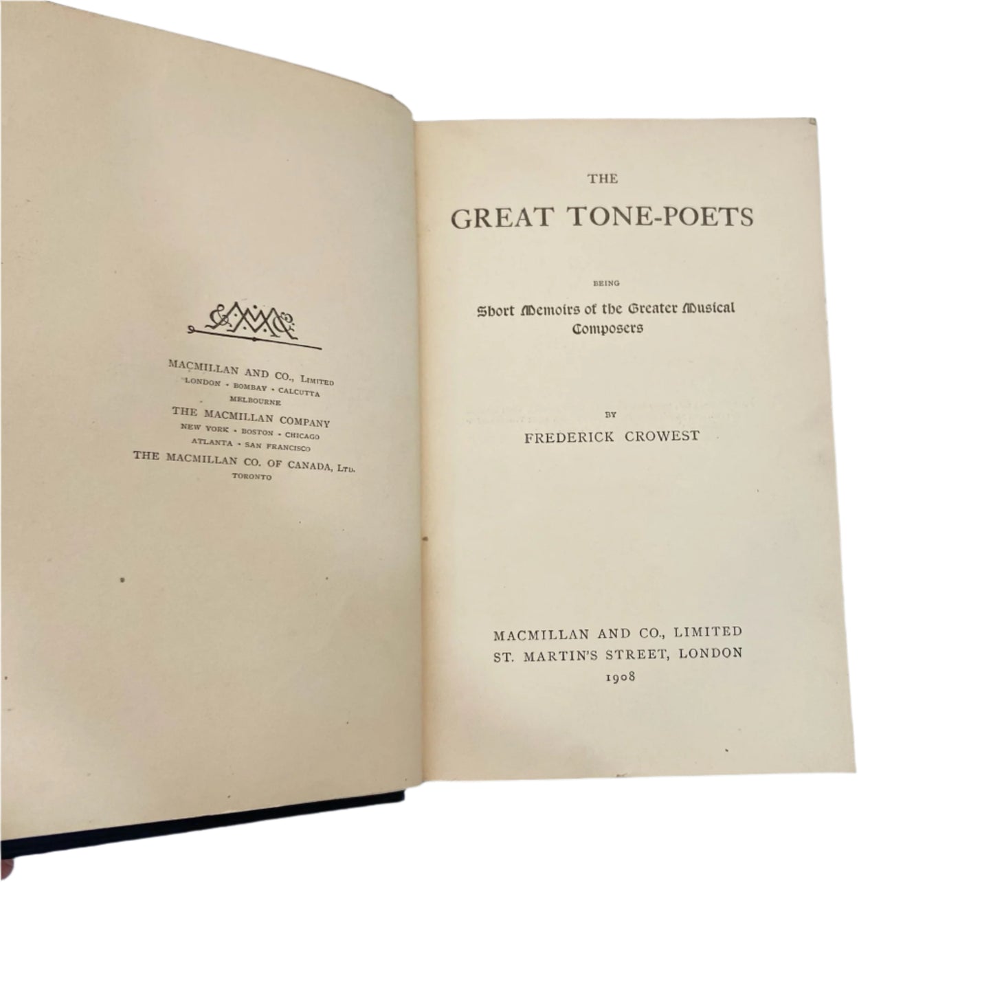 Antique 1908 Music Biography Book – The Great Tone-Poets by Frederick Crowest in Gilt Prize Binding