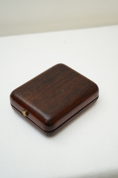 Antique Rosewood Pocket Watch Box with Mother-of-Pearl Monogram