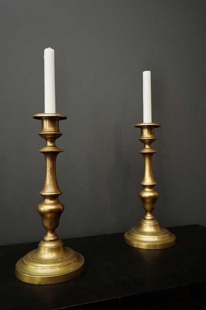 Pair Antique French Solid Brass Candlesticks Louis XVI Style 11 Inch