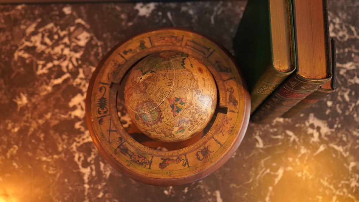 Small Vintage Italian Wooden Globe