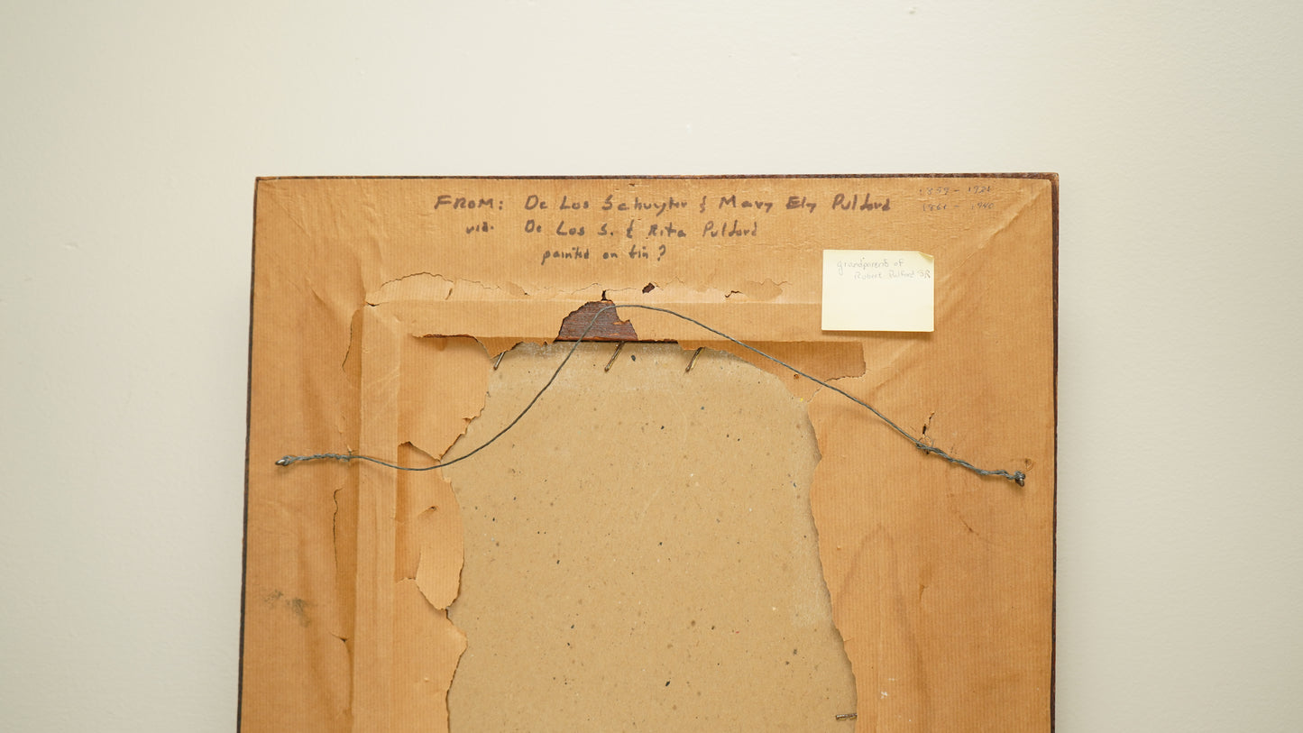 Antique Dutch Tavern Scene Oil Painting on Tin | 19th Century Genre Artwork in Ornate Frame