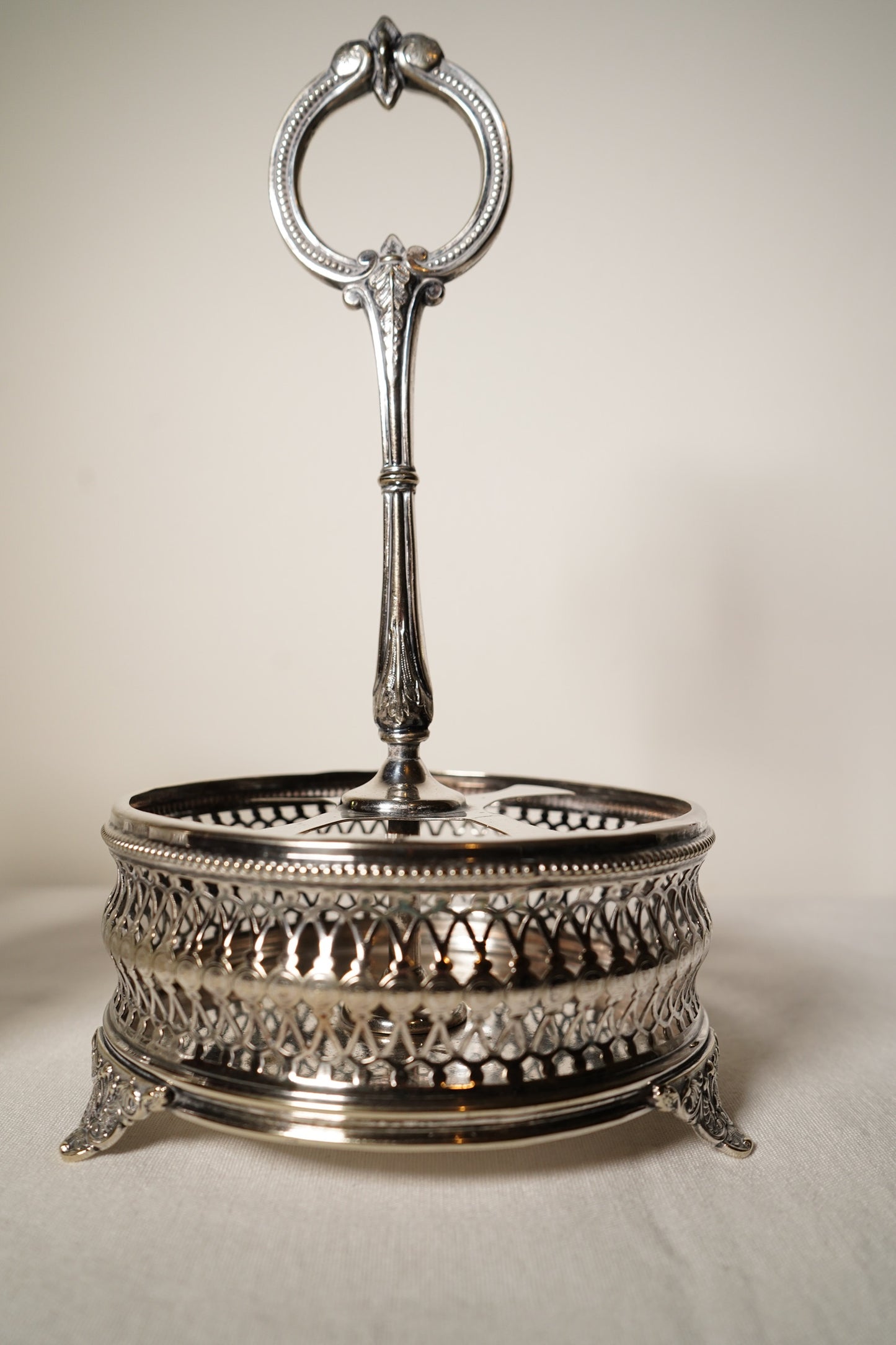 Antique Victorian Silver Plated Cruet Set with Four Cut Glass Bottles, English, c. 1880–1910