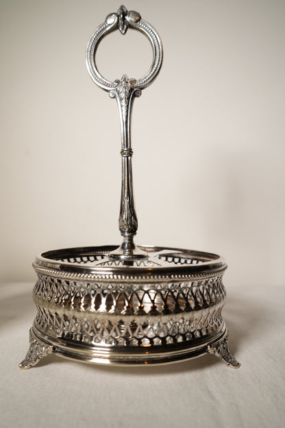 Antique Victorian Silver Plated Cruet Set with Four Cut Glass Bottles, English, c. 1880–1910