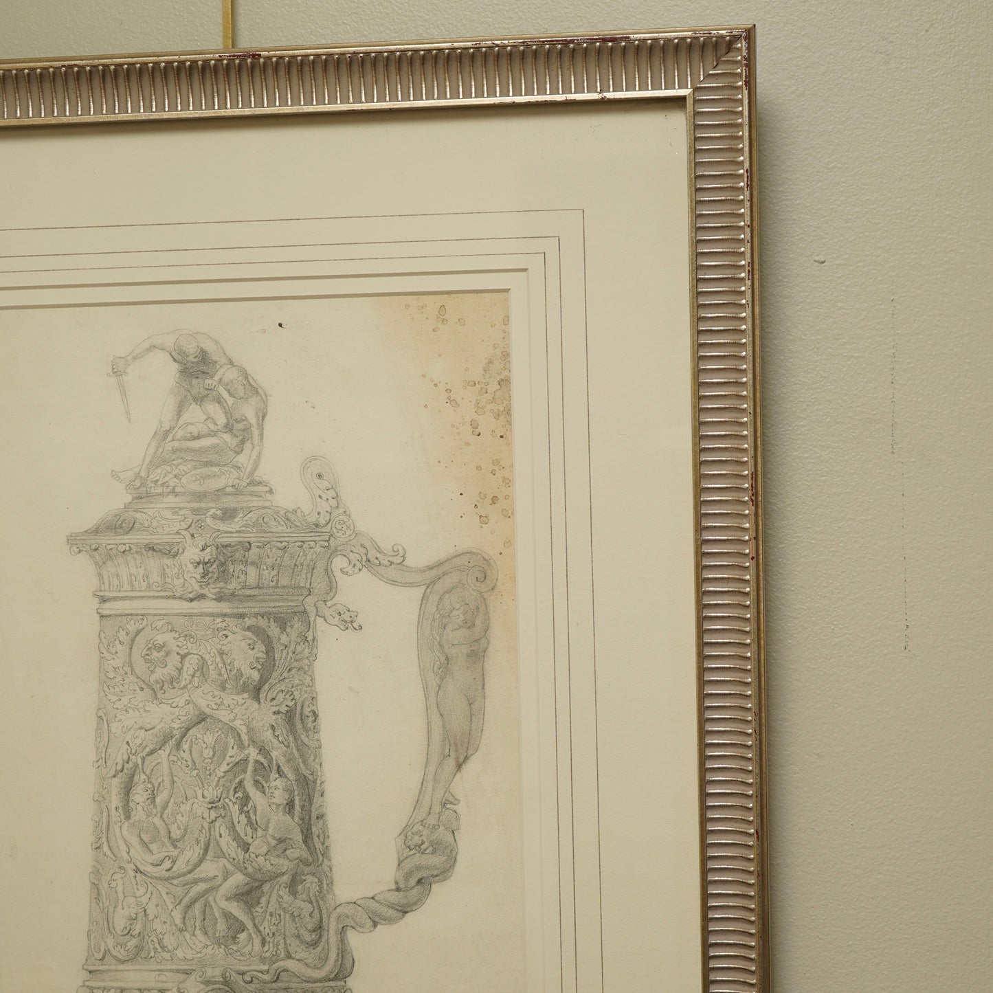 Henry Bouvet (French, 1859–1945) – Study of a Tankard, Signed Pencil Drawing on Paper, Framed