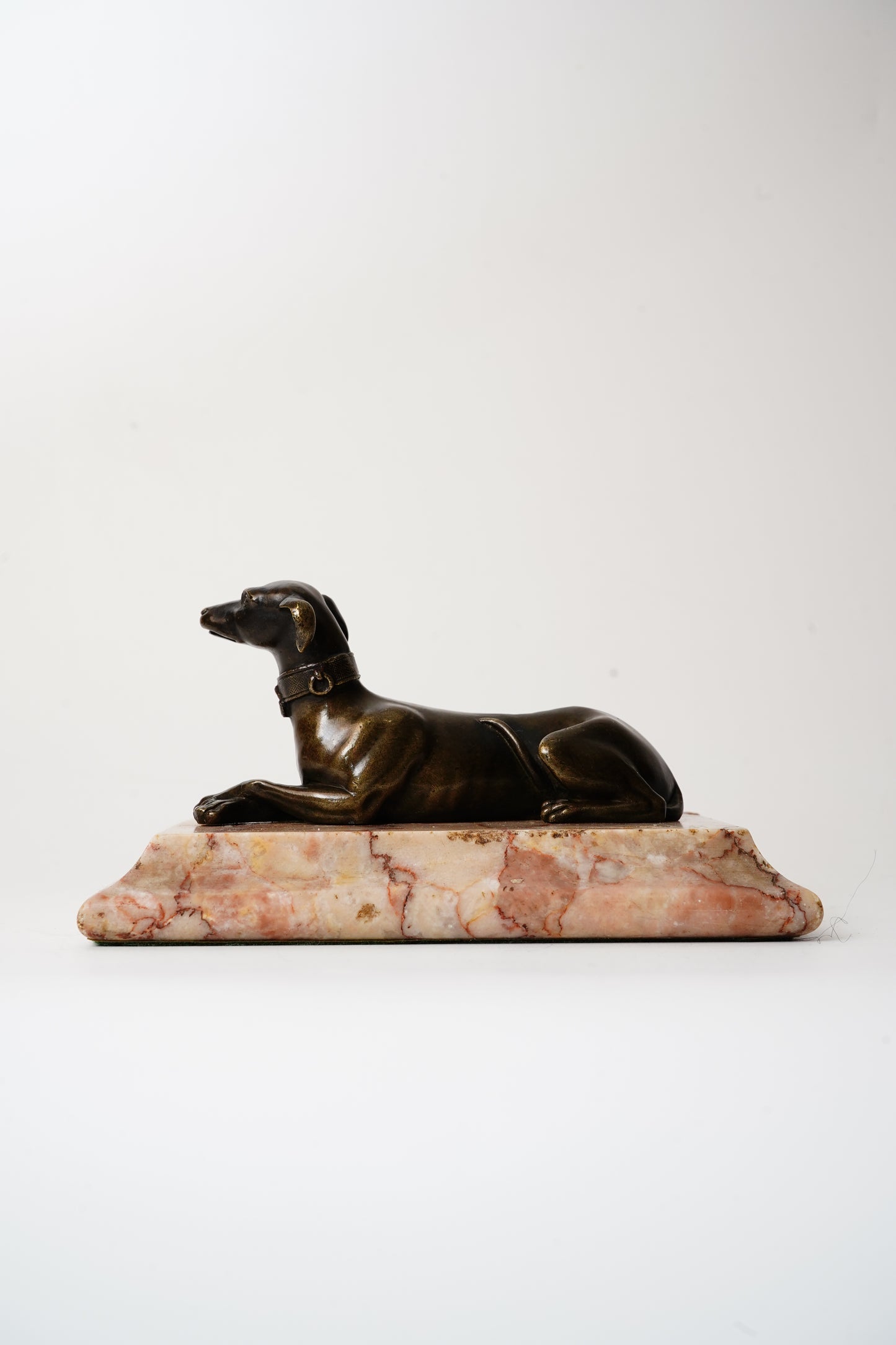 Antique Bronze Greyhound Dog Paperweight on Marble Base