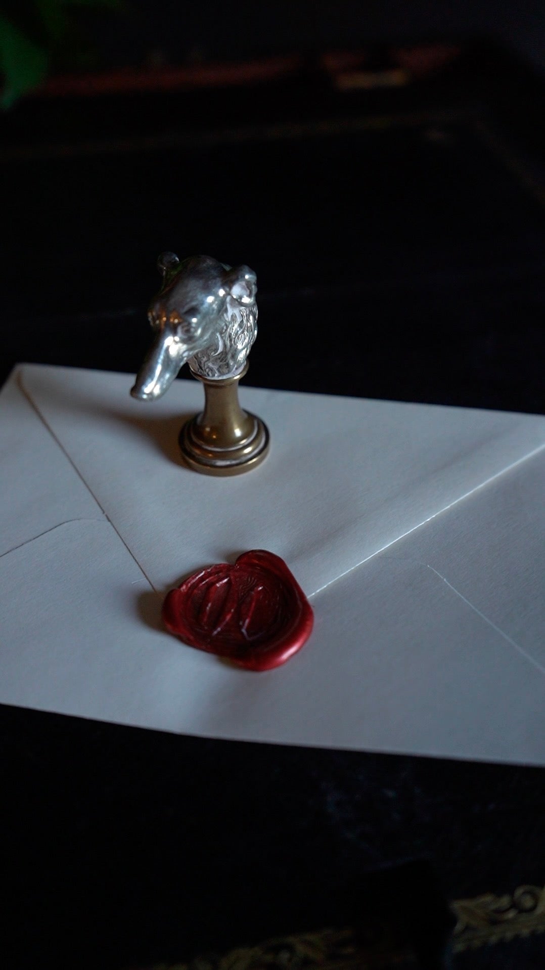 Edwardian Silver-Plated Greyhound Wax Seal Stamp on Brass Base, c.1890–1910