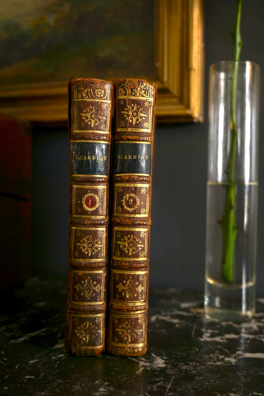 2 Volumes 1726 "The Guardian" Brown Full Leather Books