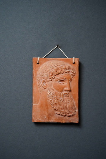 Vintage Terracotta Relief Plaque Jupiter of Istia Zeus Head secondary view