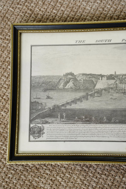 Antique Engraving South Prospect of Berwick Upon Tweed, 1745