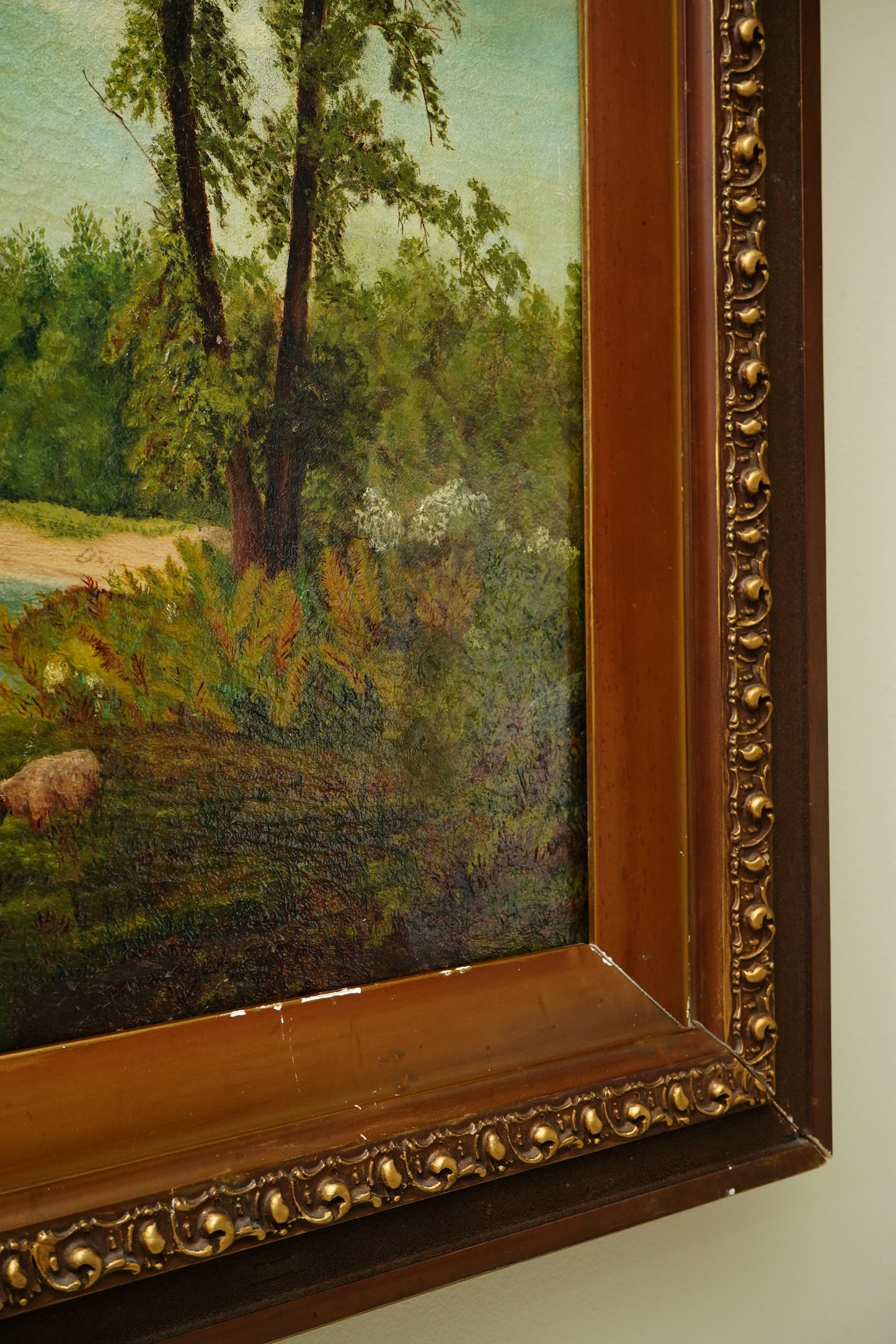 Antique English School Landscape Oil Painting c1860