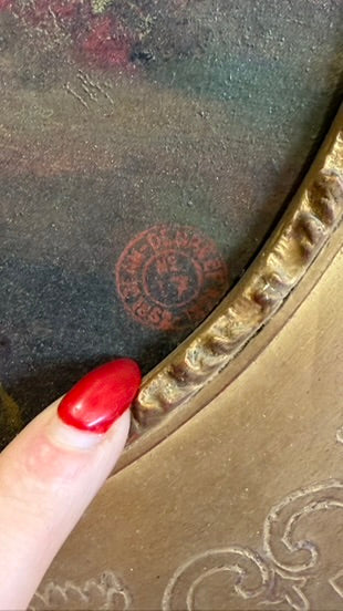 Antique French Oval Oil Painting