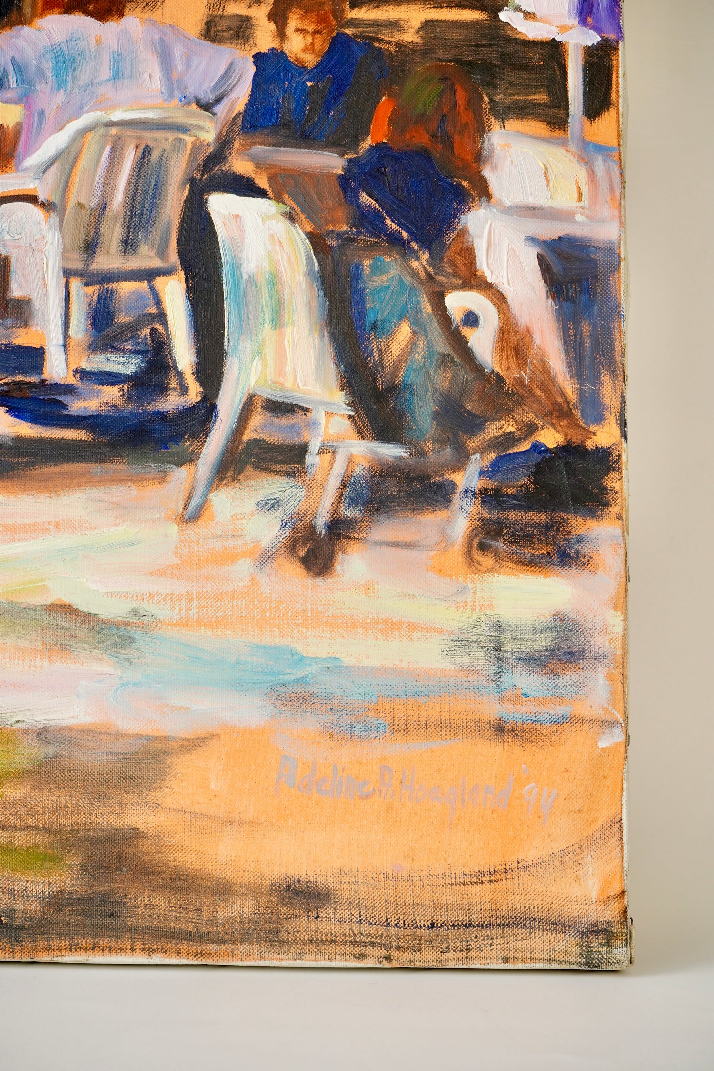 Sunny Street Dining Oil Painting by Adeline Hoagland