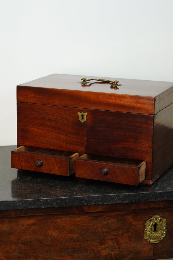 Antique Mahogany Dressing Box with Two Drawers, Circa 1840 secondary view