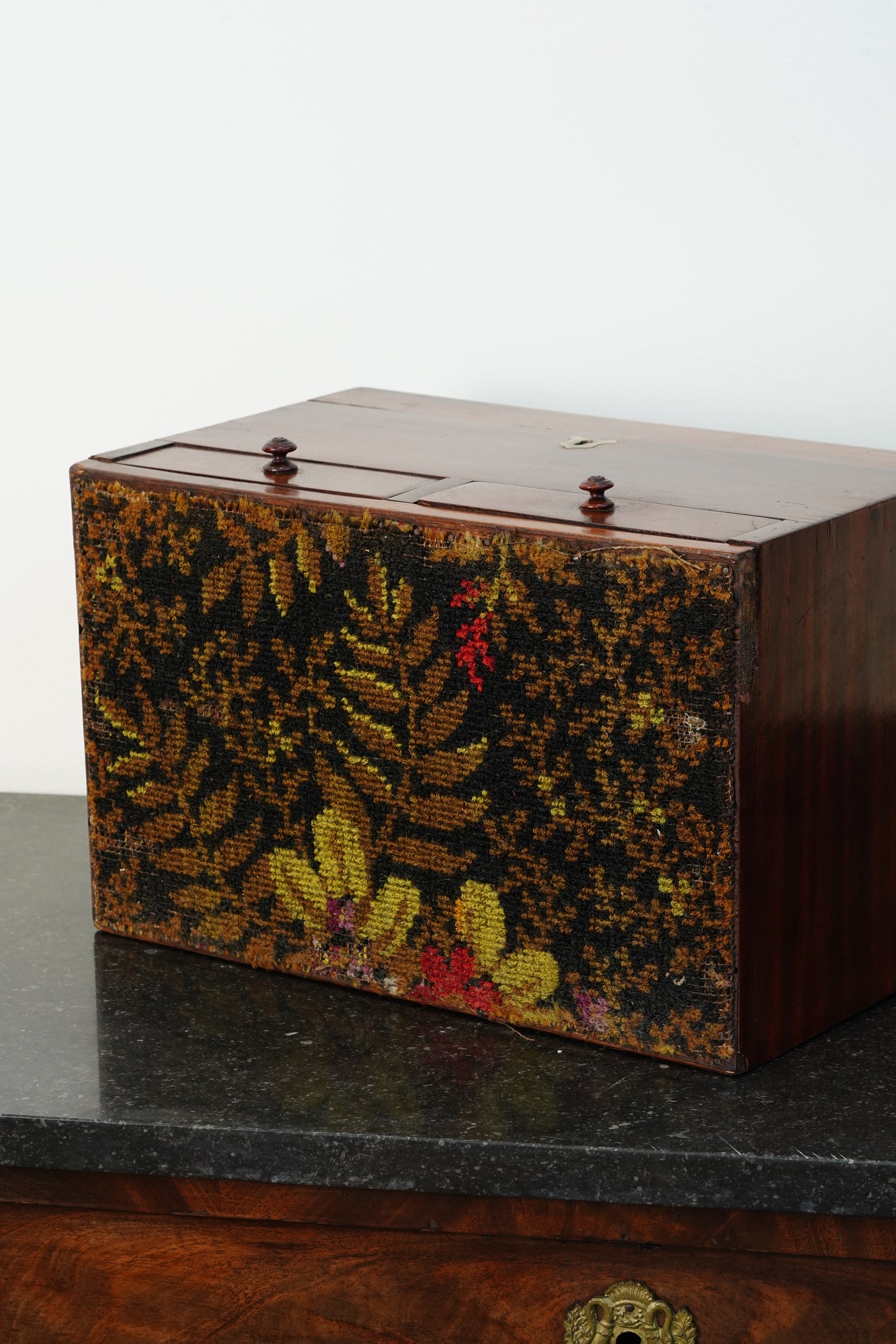 Antique Mahogany Dressing Box with Two Drawers, Circa 1840
