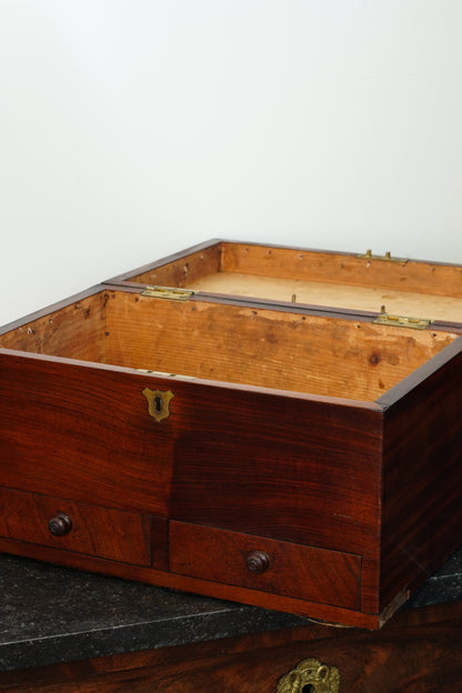 Antique Mahogany Dressing Box with Two Drawers, Circa 1840