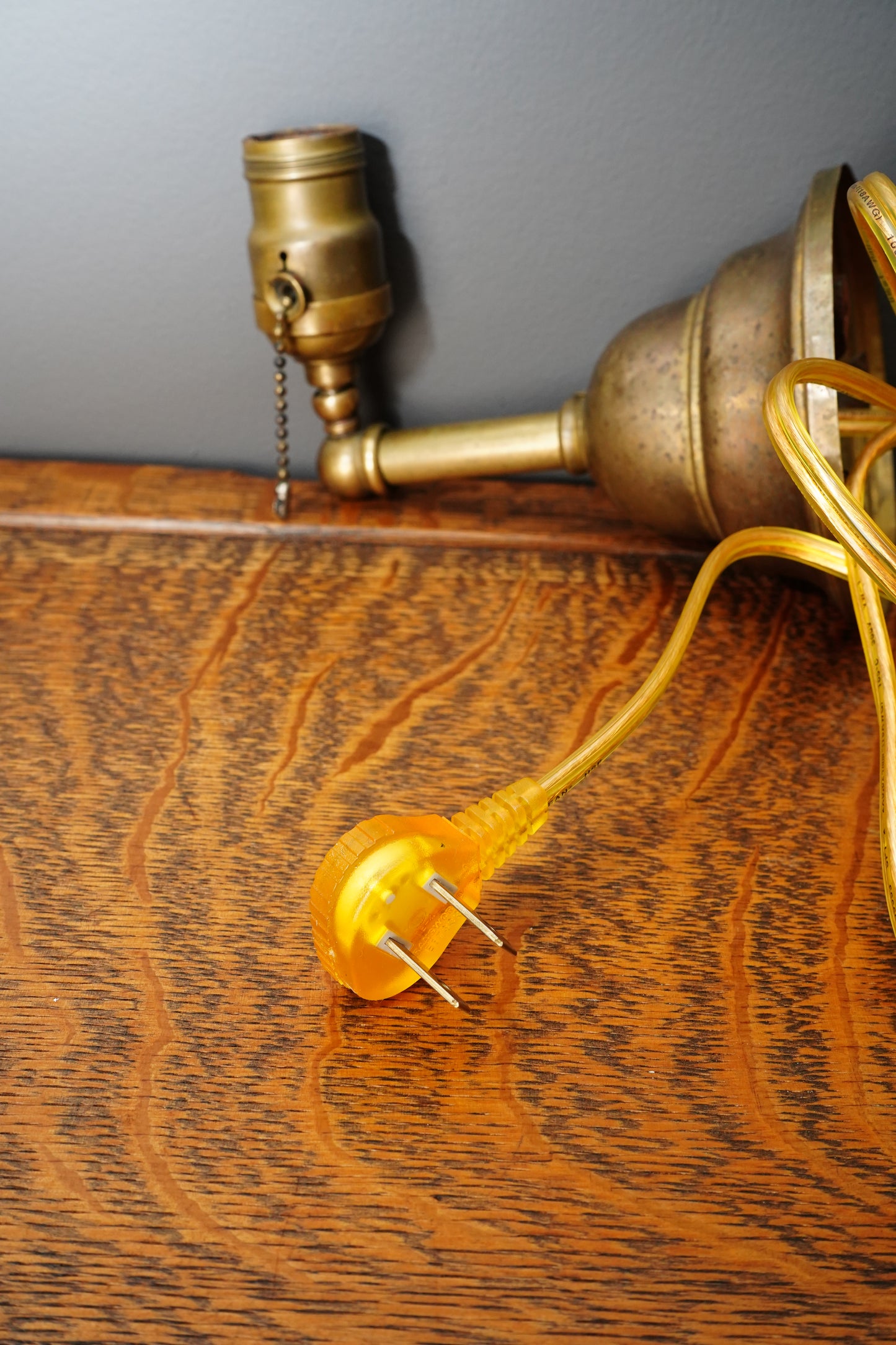 Vintage Brass Plug-In Wall Sconce