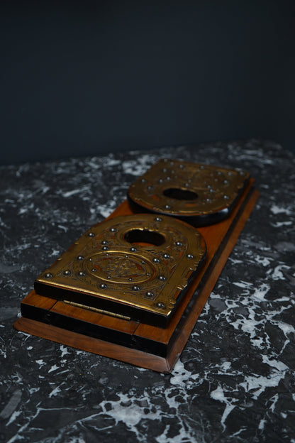 Antique Victorian Brass Mounted Collapsible Book Rack