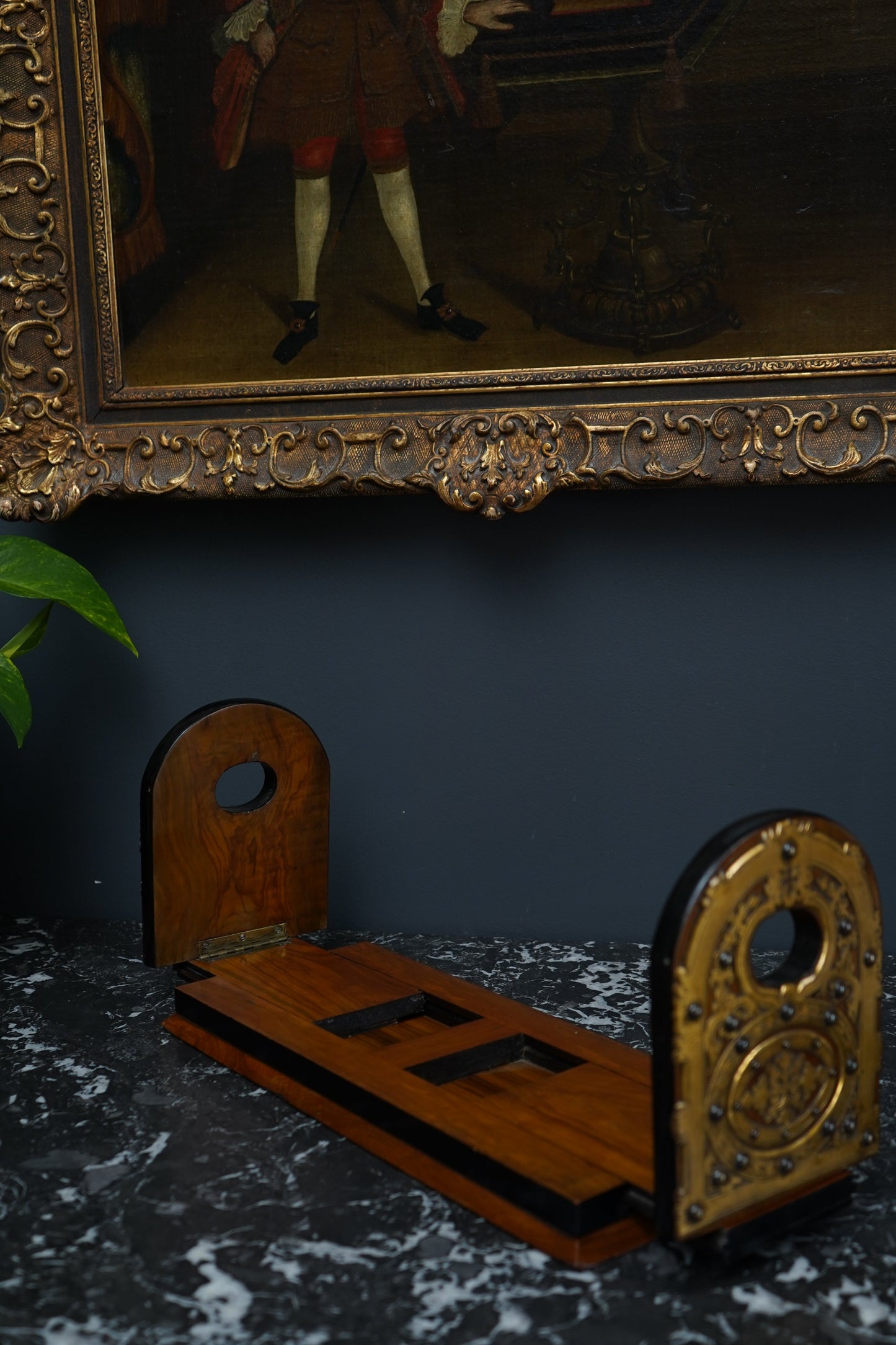 Antique Victorian Brass Mounted Collapsible Bookslide