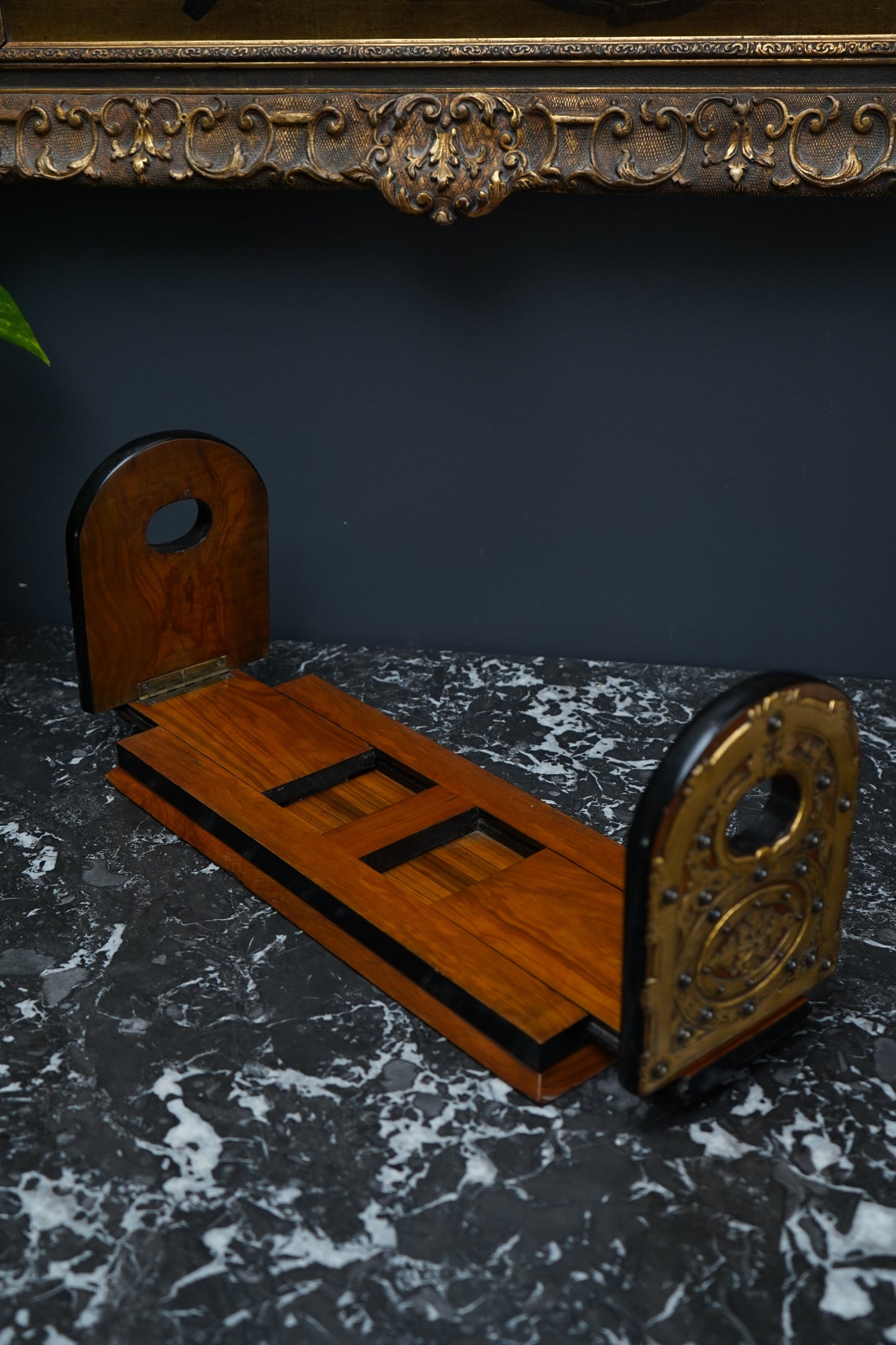 Antique Victorian Brass Mounted Collapsible Bookslide