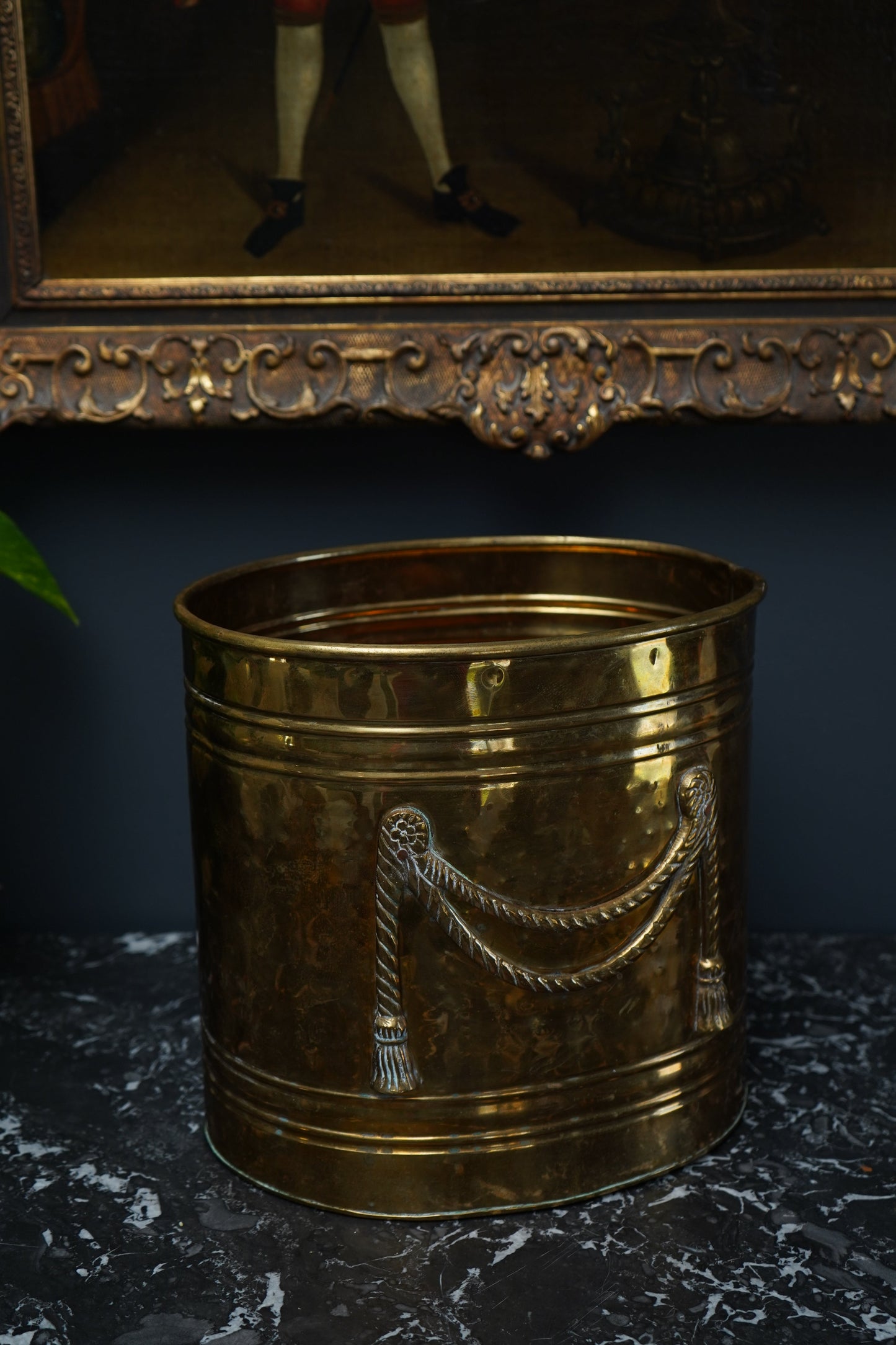 Vintage Brass Planter with Neoclassical Rope Design