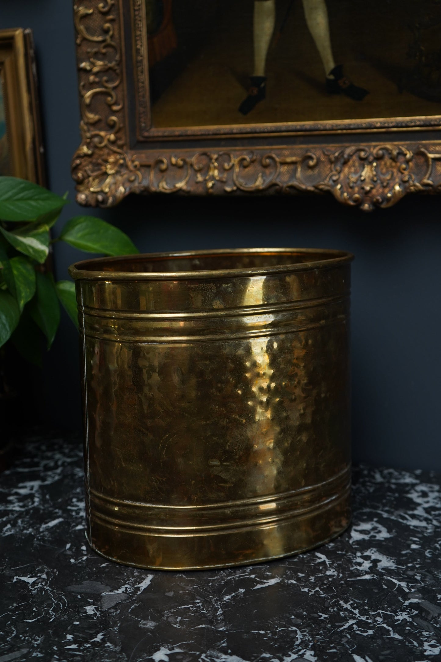 Vintage Brass Planter with Neoclassical Rope Design