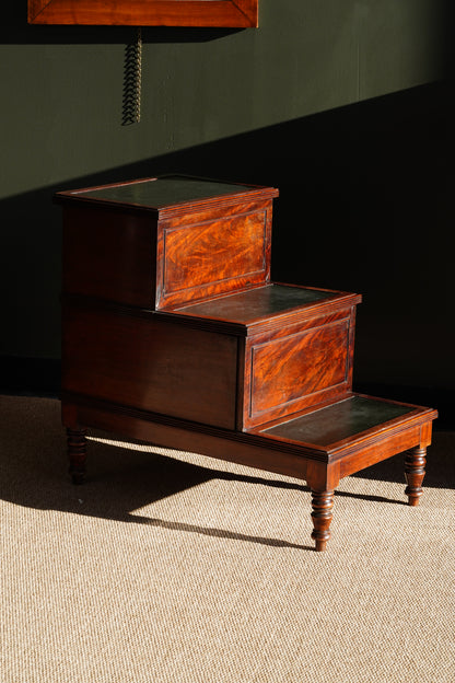 English Mahogany Library Steps in the Regency Taste