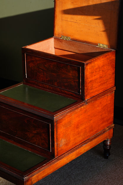 English Mahogany Library Steps in the Regency Taste