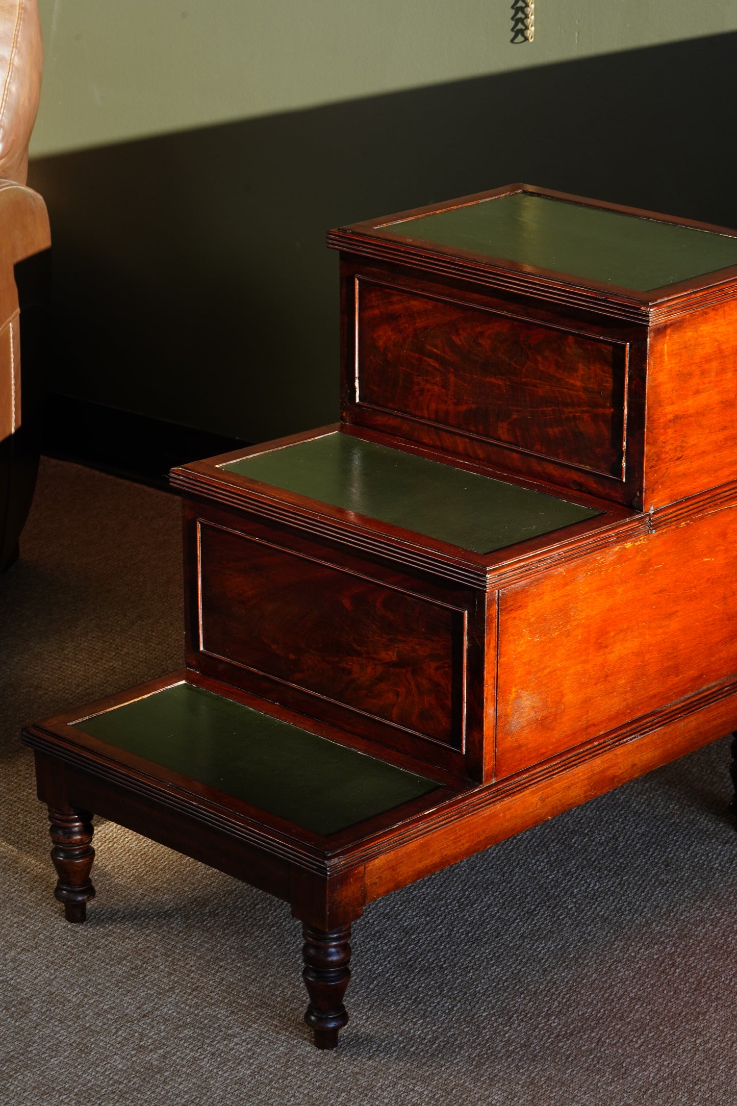 English Mahogany Library Steps in the Regency Taste