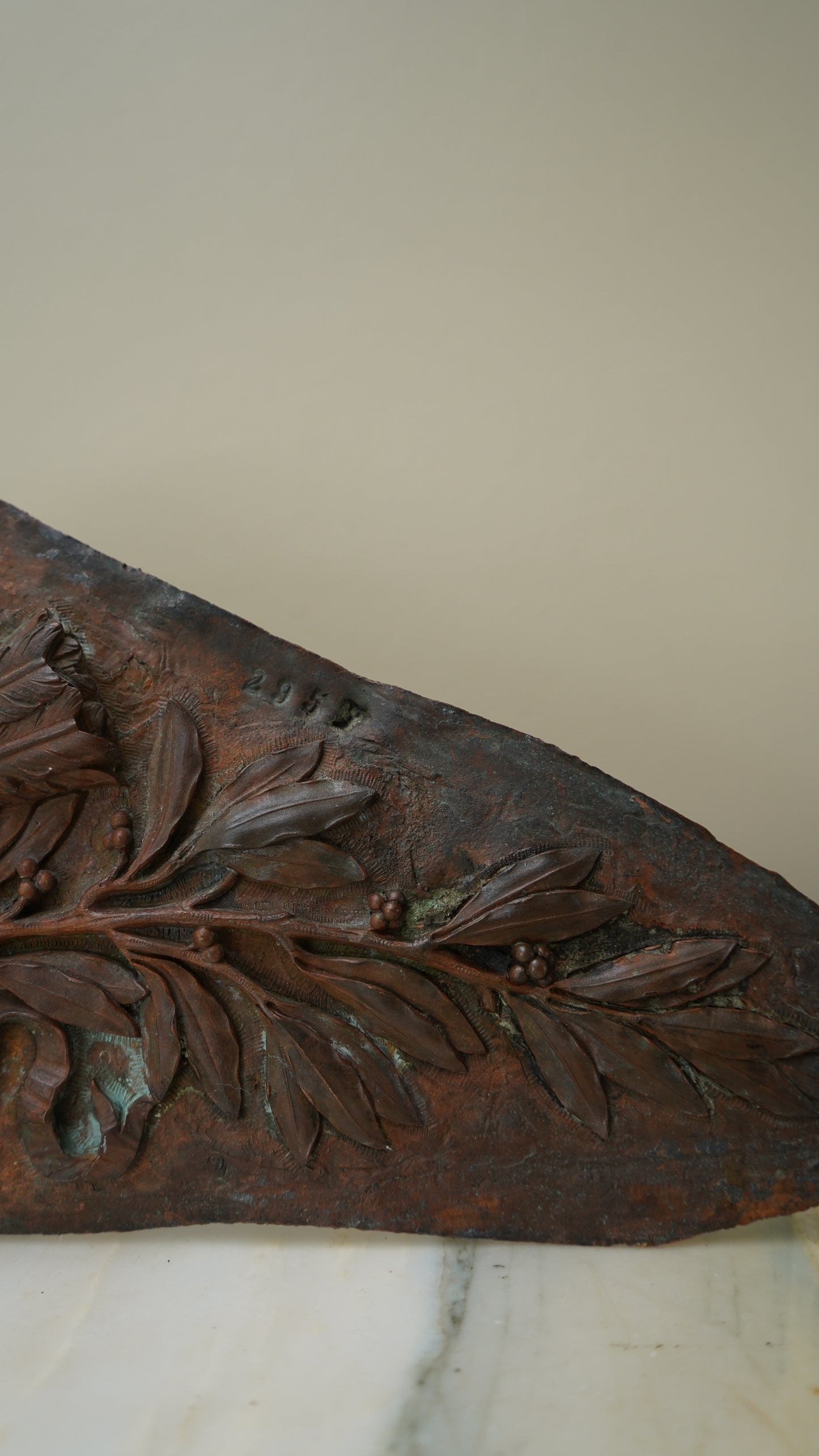 Antique French Bronze Overdoor Pediment with Louis XVI Cartouche | French Bronze Architectural Salvage