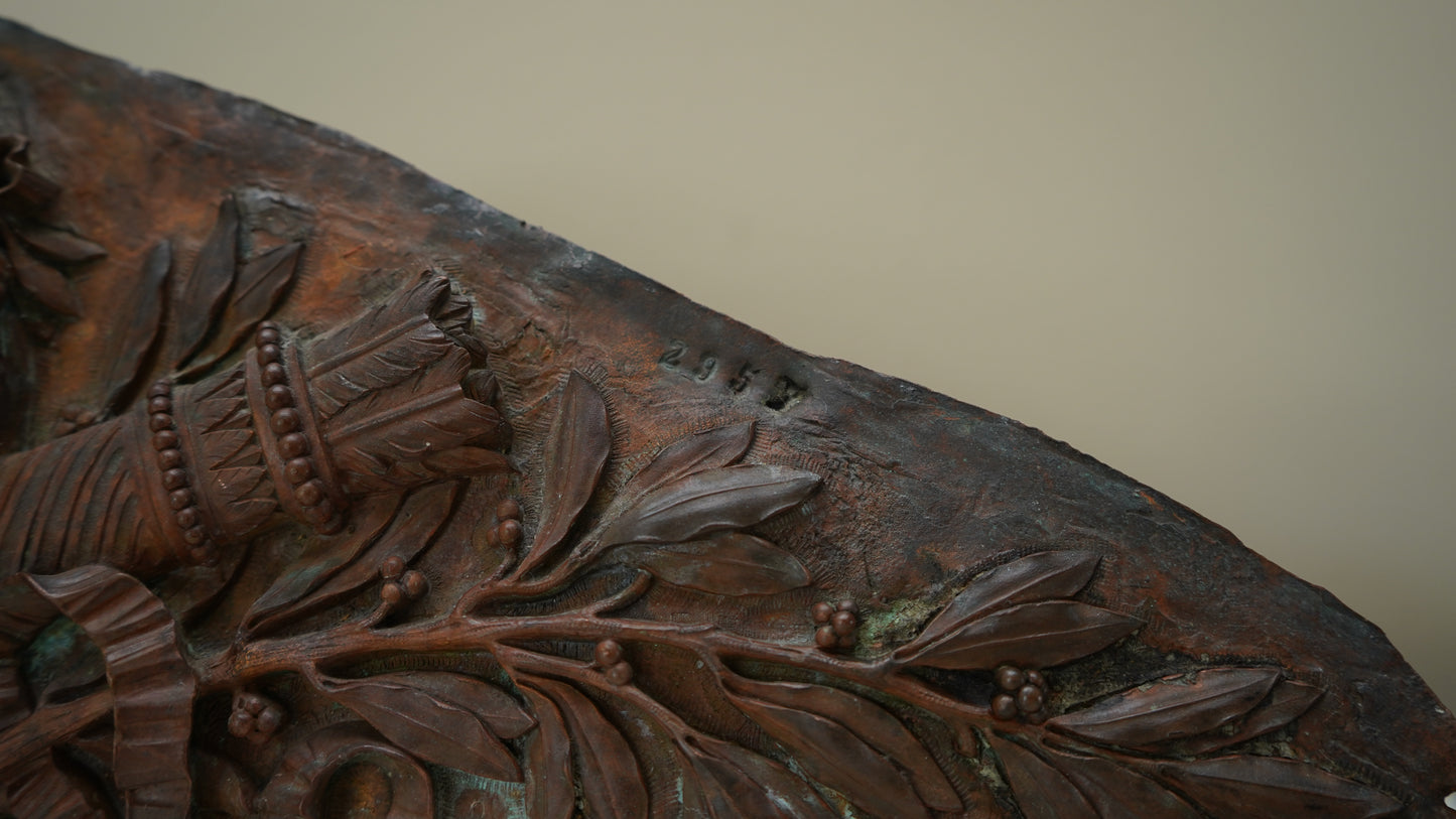 Antique French Bronze Overdoor Pediment with Louis XVI Cartouche | French Bronze Architectural Salvage