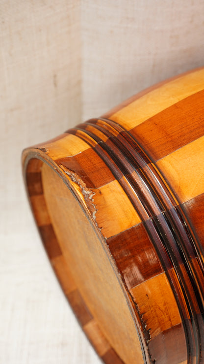 Antique English Coopered Treen Jar, Barrel Form, Circa 1880