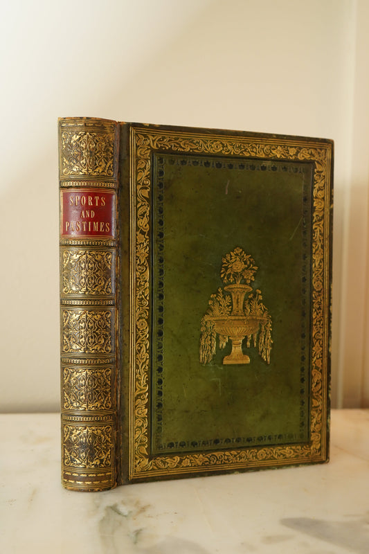 1845 "The Sports and Pastimes of the People of England" Green Full Leather Custom Binding Book