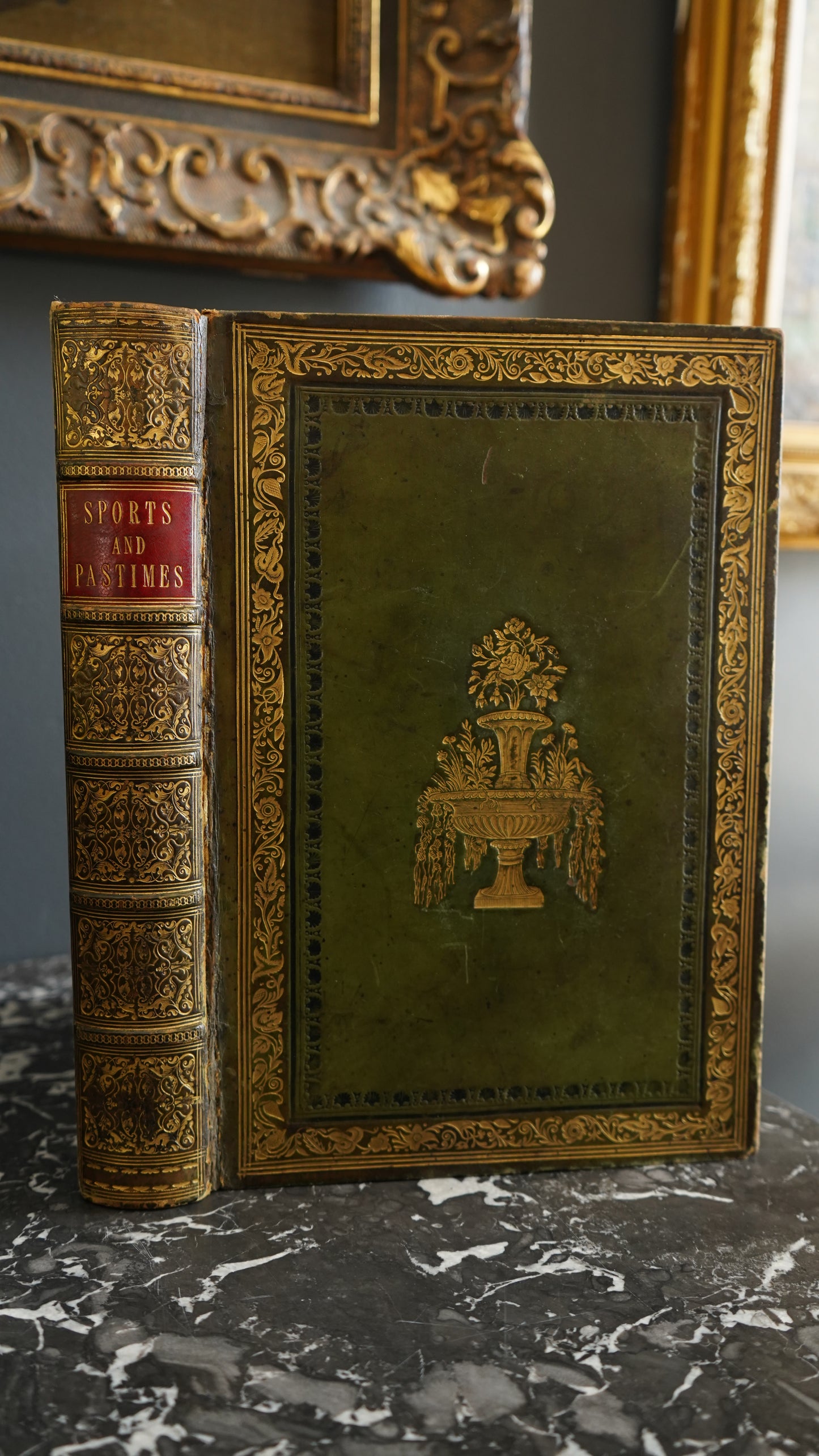 1845 "The Sports and Pastimes of the People of England" Green Full Leather Custom Binding Book
