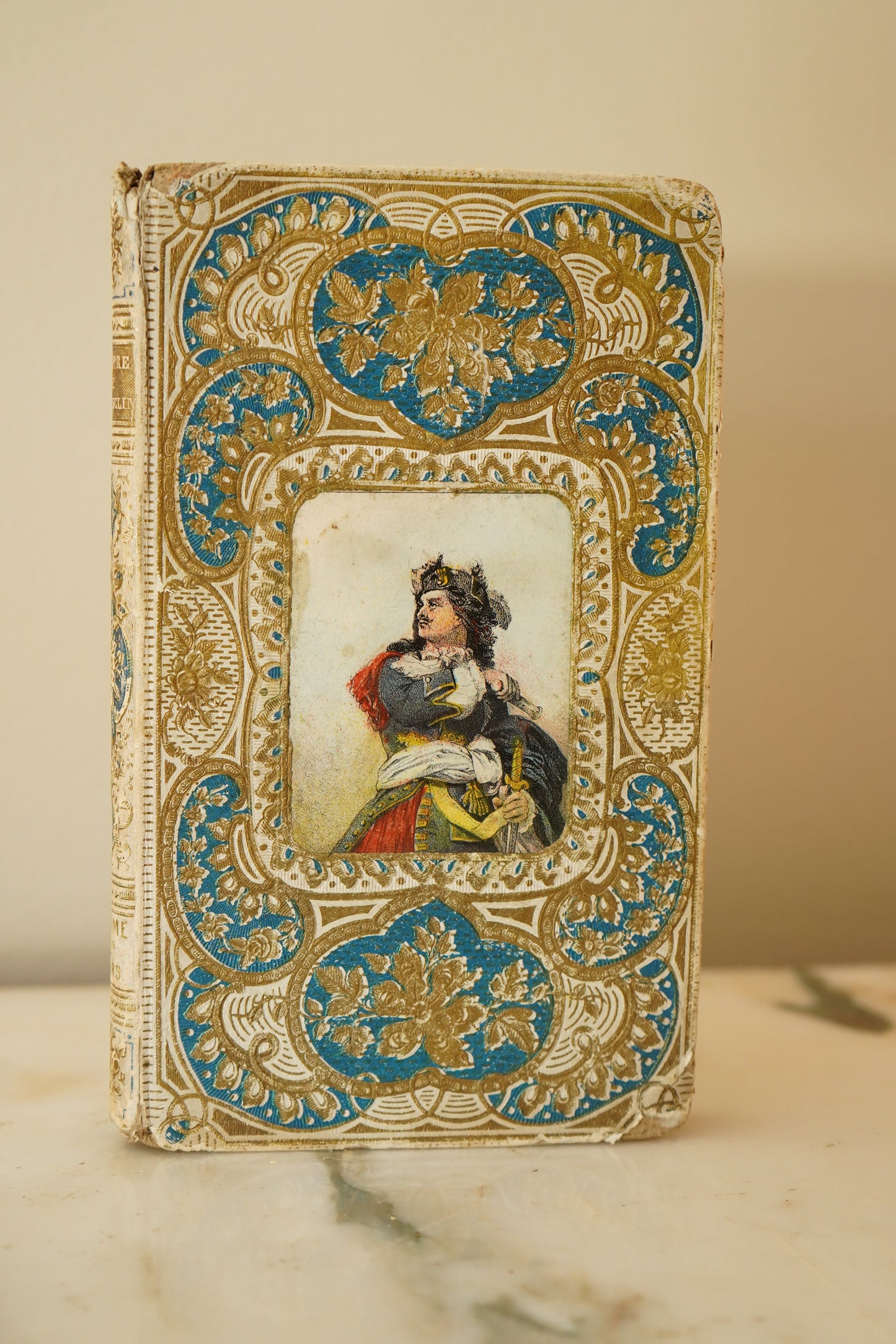 Antique French Prize Book with Blue and Gilt Embossed Binding | 1856 Histoire de Bertrand du Guesclin by Guyard de Berville
