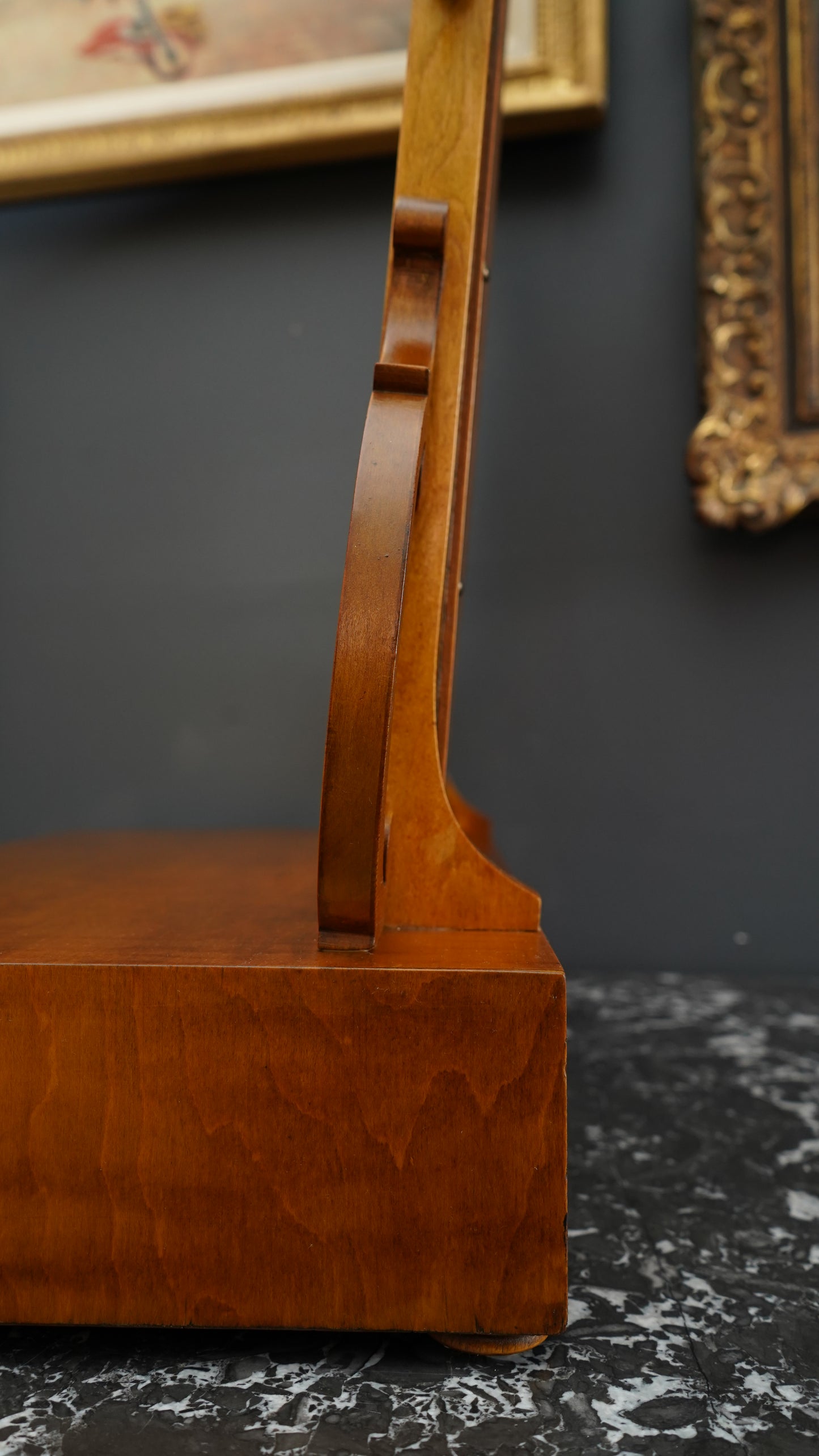Antique English Dressing Table Mirror in Bird’s Eye Maple Circa 1830 to 1850