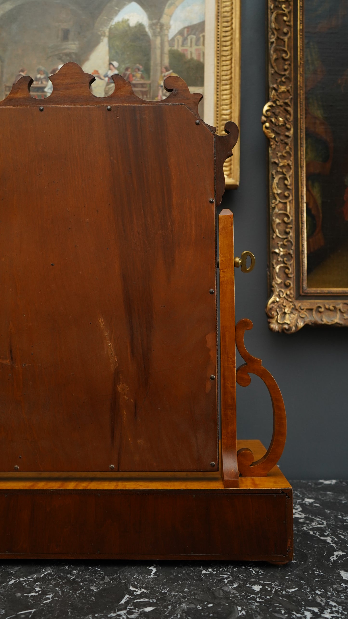 Antique English Dressing Table Mirror in Bird’s Eye Maple Circa 1830 to 1850
