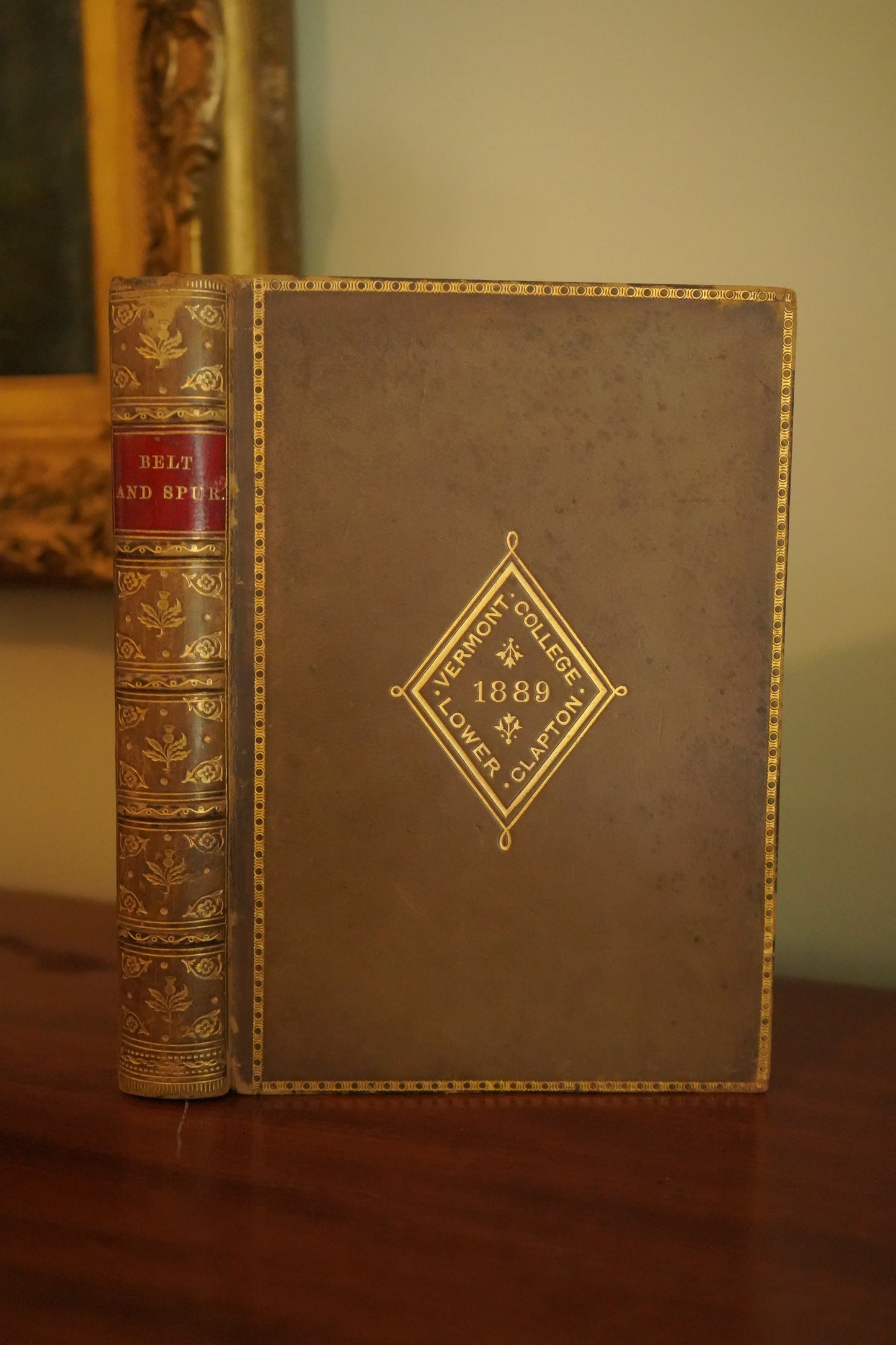 1884 Belt and Spur Historical Chivalry Book in Full Leather Prize Binding