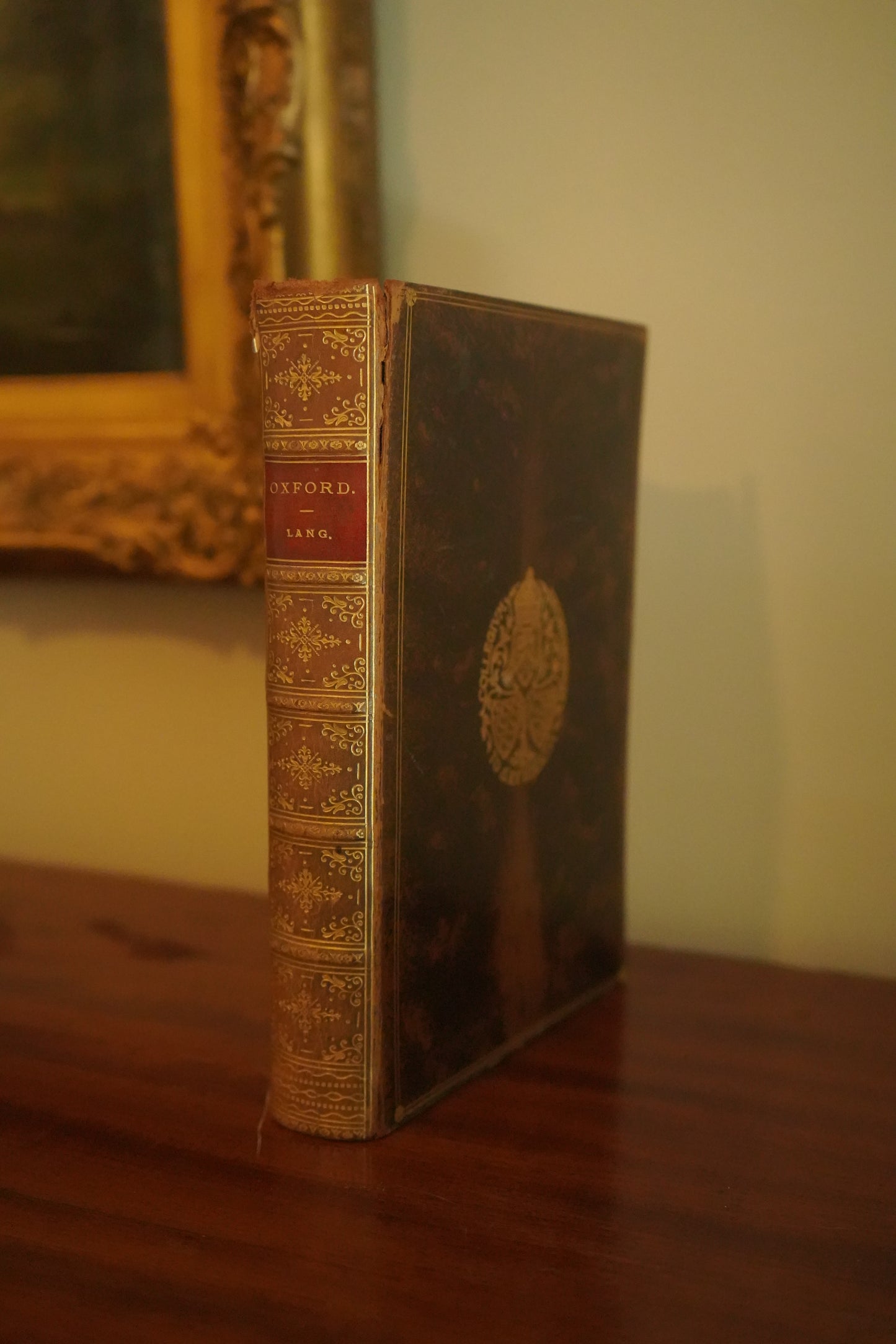 1890 “Oxford: Brief Historical and Descriptive Notes” by Andrew Lang – Antique Illustrated History Book in Tree Calf Prize Binding