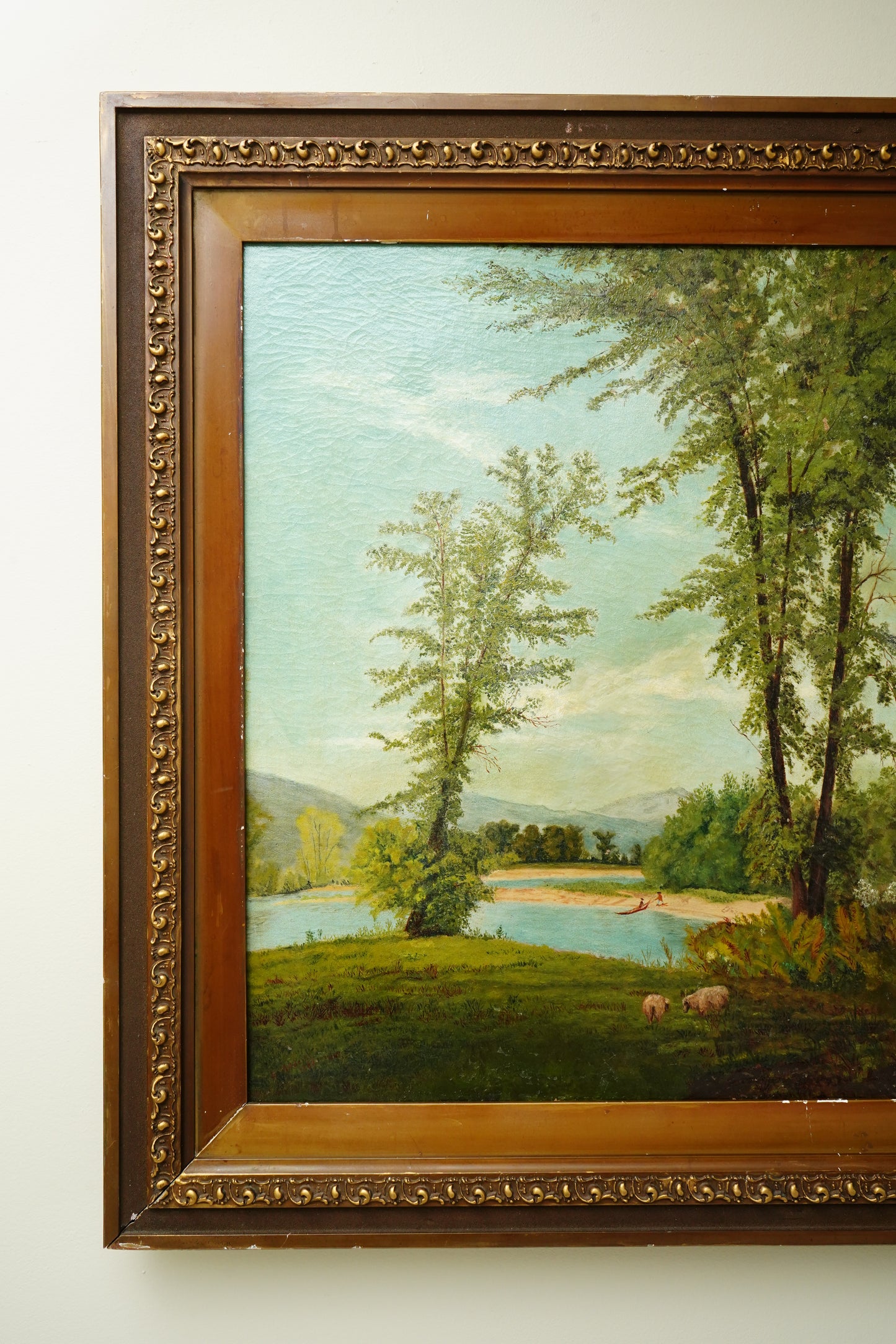 Antique English School Landscape Oil Painting c1860