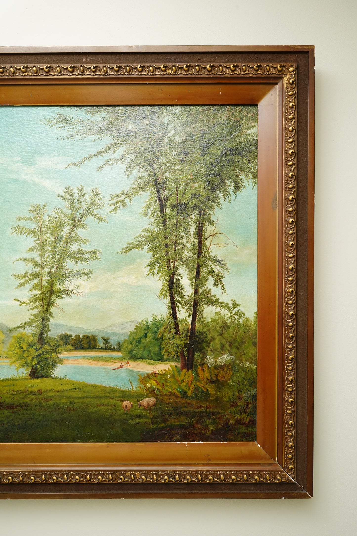 Antique English School Landscape Oil Painting c1860