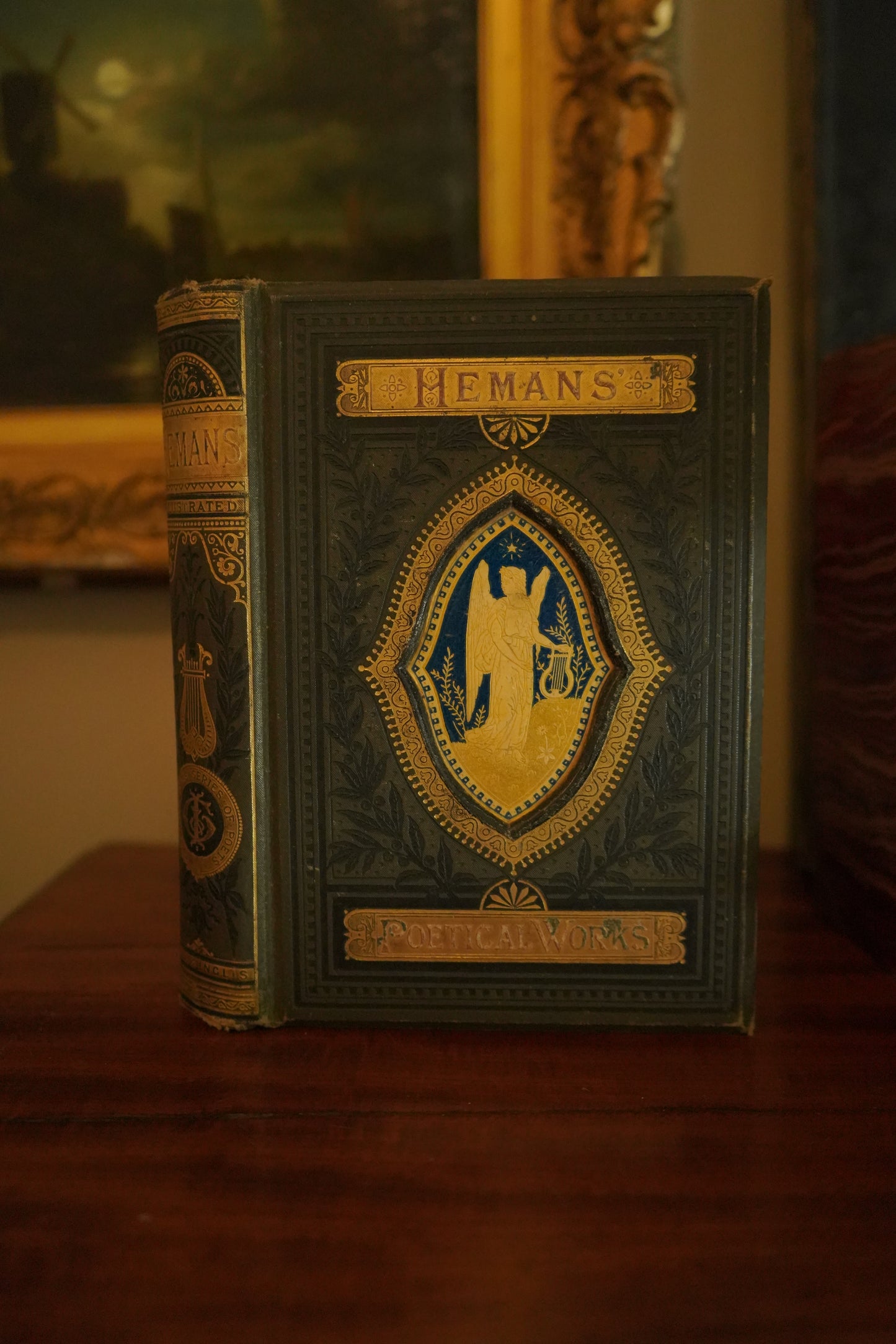 "The Poetical Works of Mrs. F. Hemans" Victorian Cloth Book