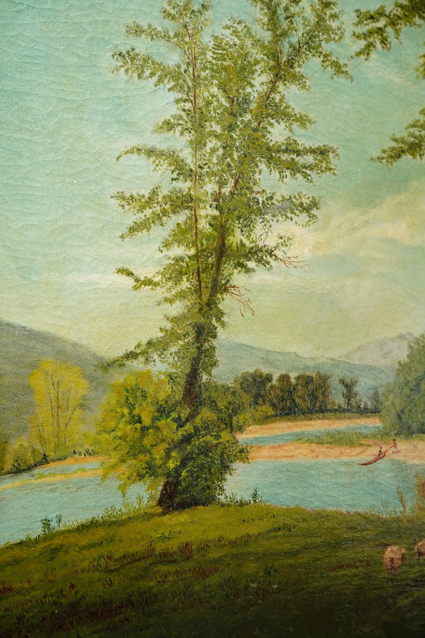 Antique English School Landscape Oil Painting c1860