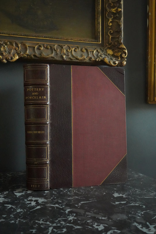 1912 "Pottery and Porcelain: A Guide to Collectors" by Frederick Litchfield, Half Maroon / Purple Leather Book